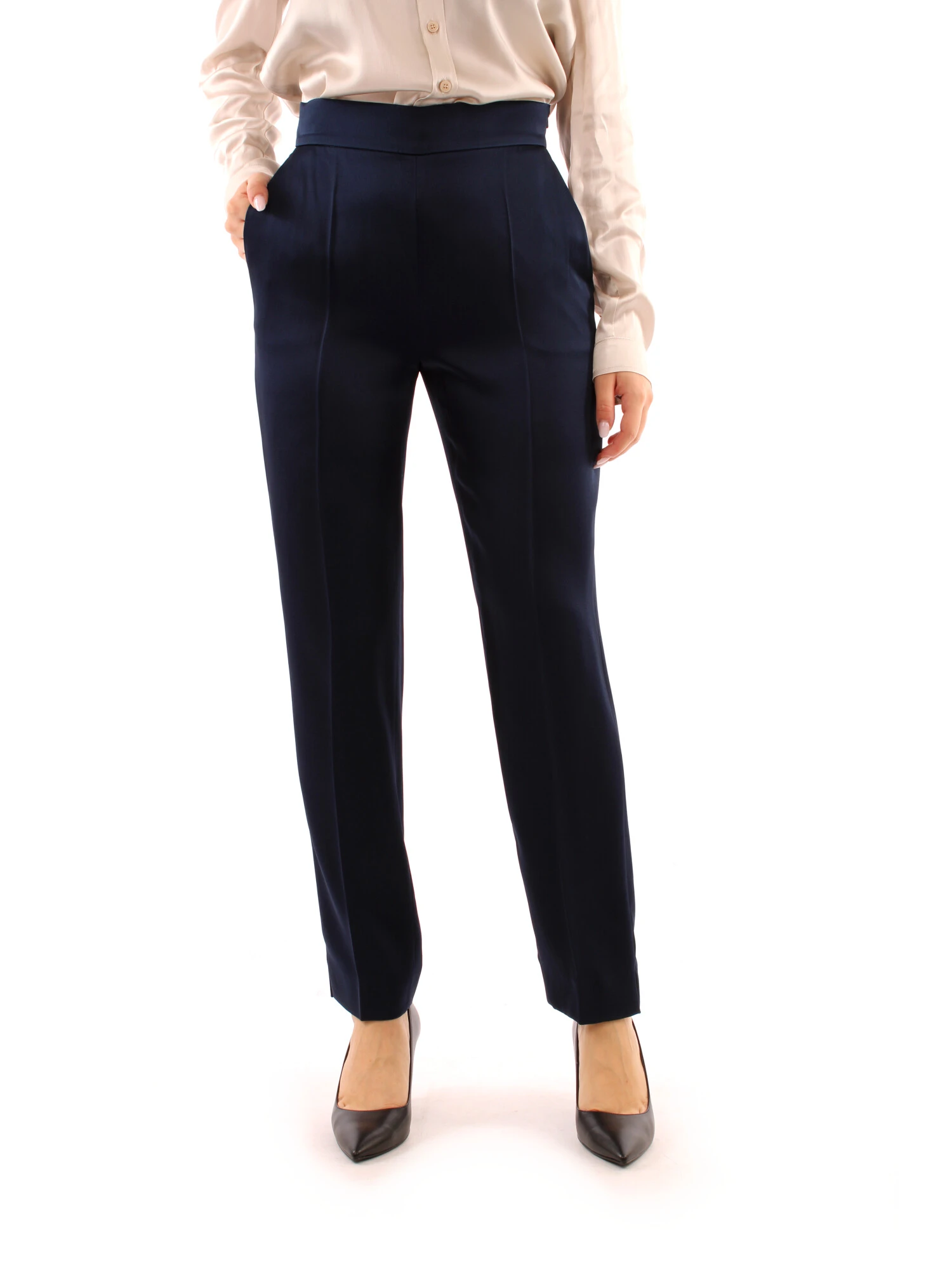 PANTALONI A SIGARETTA IN ENVER SATIN DONNA BLU