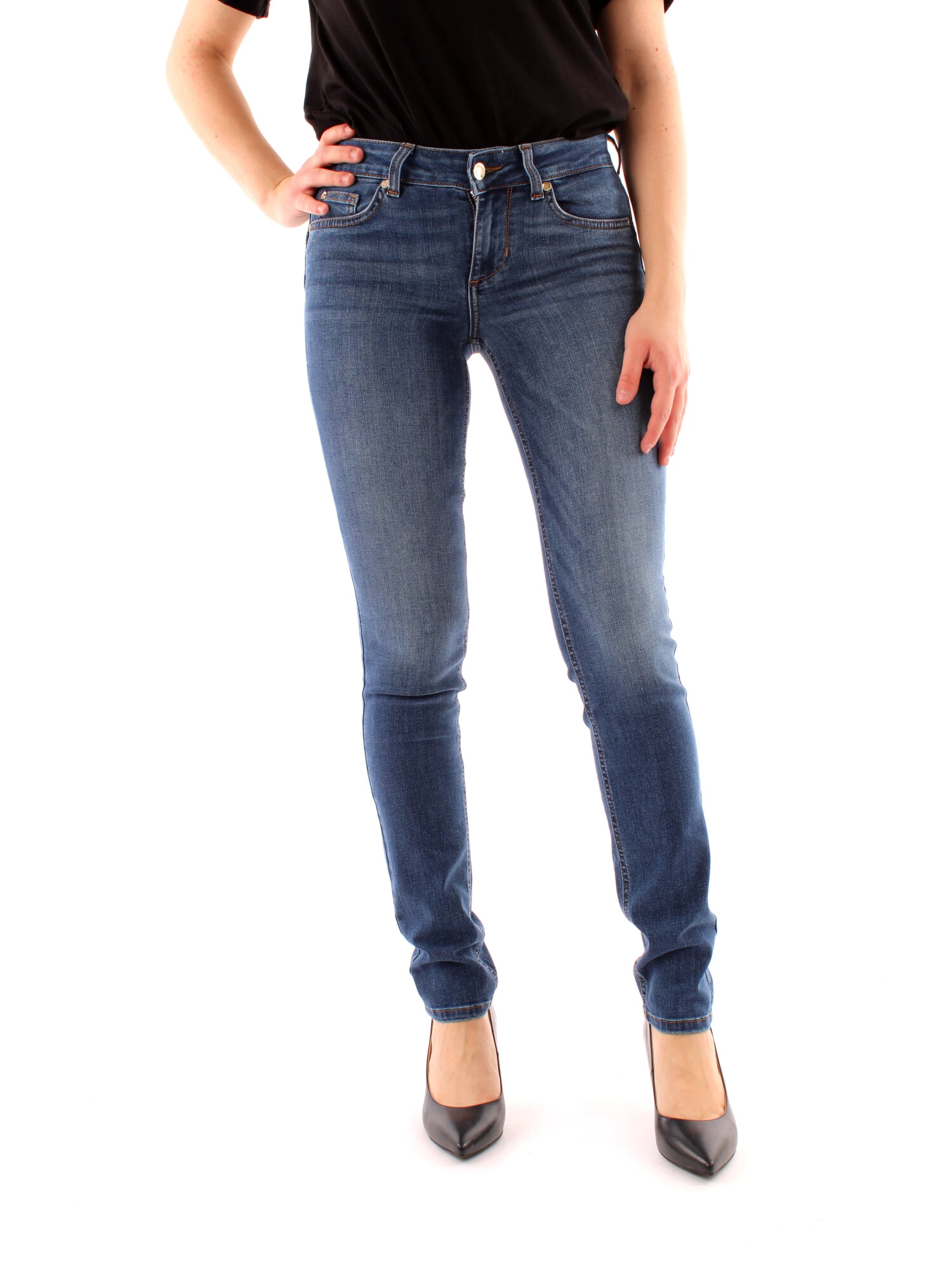 JEANS SKINNY IN DENIM MISTO COTONE DONNA BLU