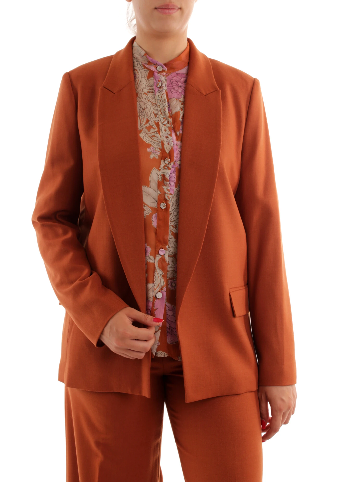 GIACCA BLAZER DRITTA IN SAIA DONNA MARRONE