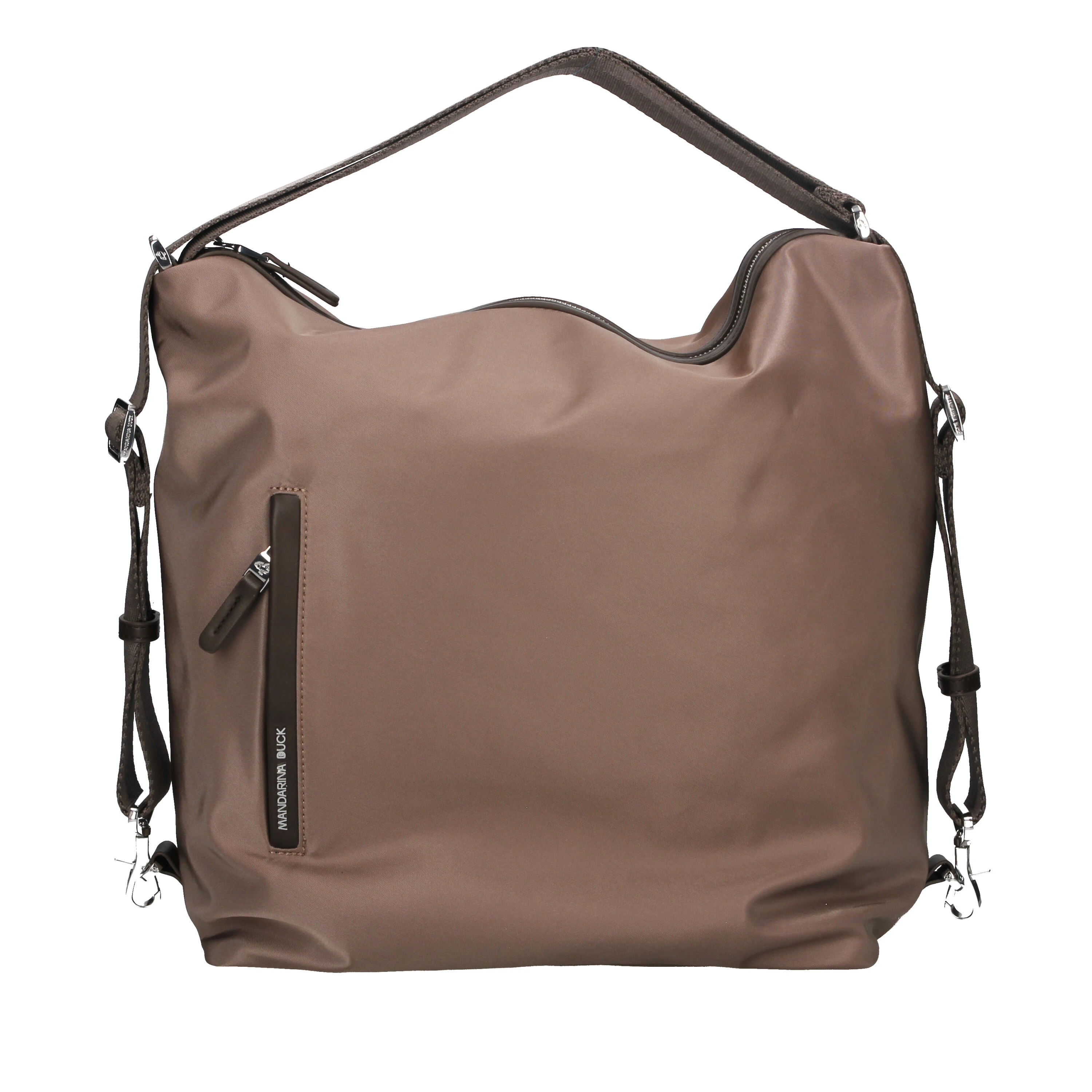 BORSA A SPALLA HUNTER BICOLORE CON MANICO AMOVIBILE DONNA BEIGE MARRONE