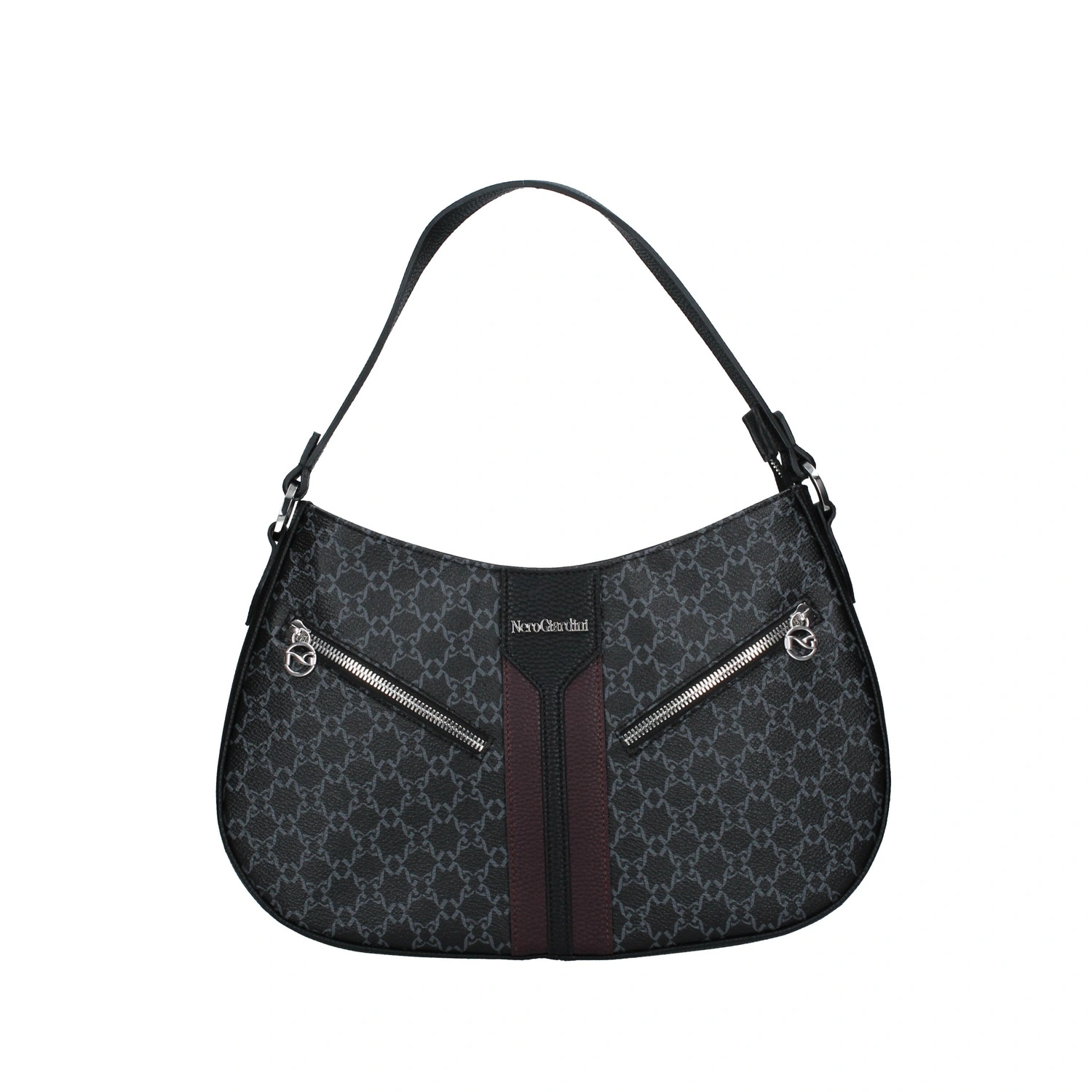 BORSA A SPALLA CON TASCHE DIAGONALI DONNA NERO