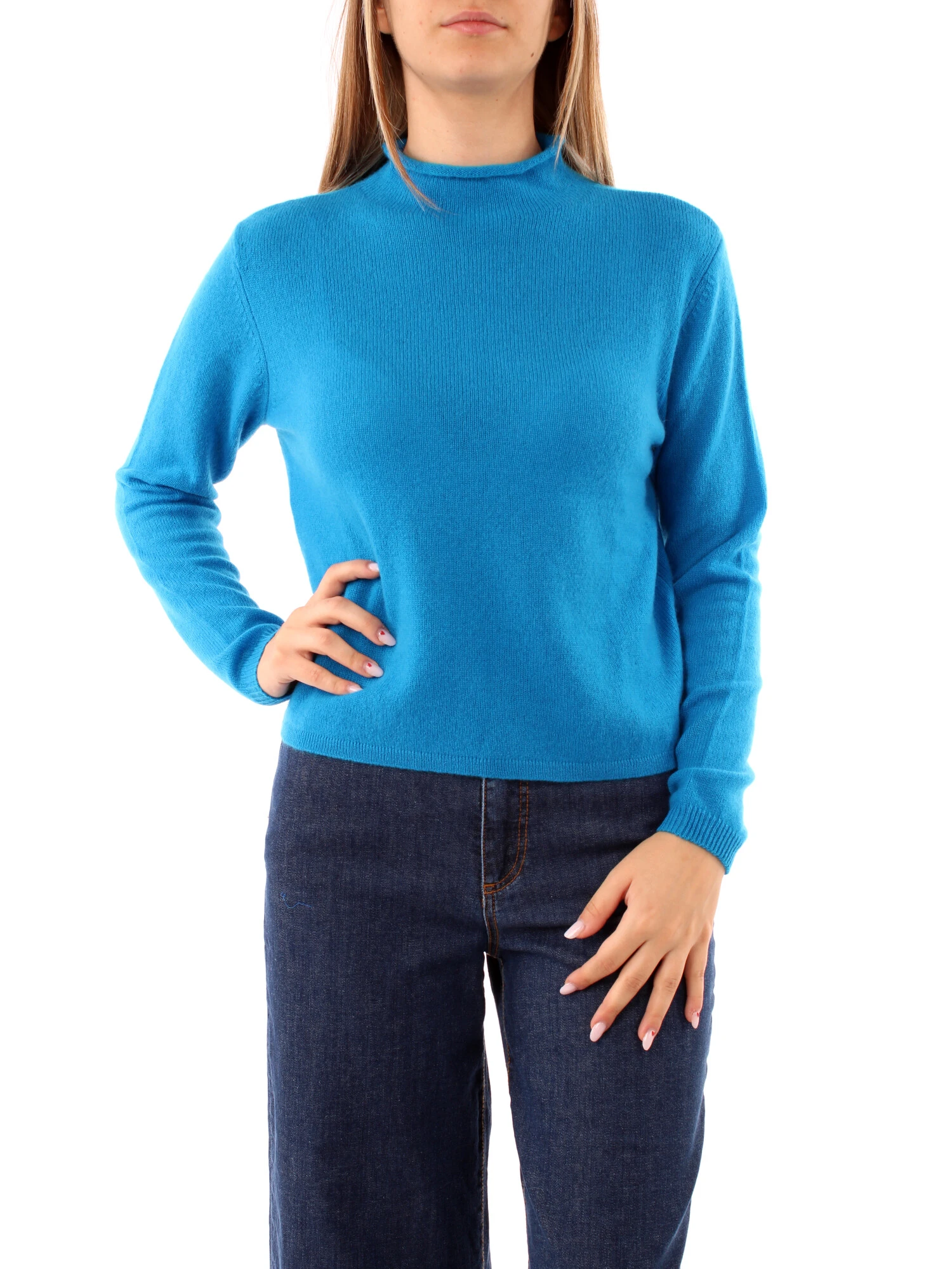 MAGLIA DOLCEVITA IN PURO CASHMERE DONNA BLU