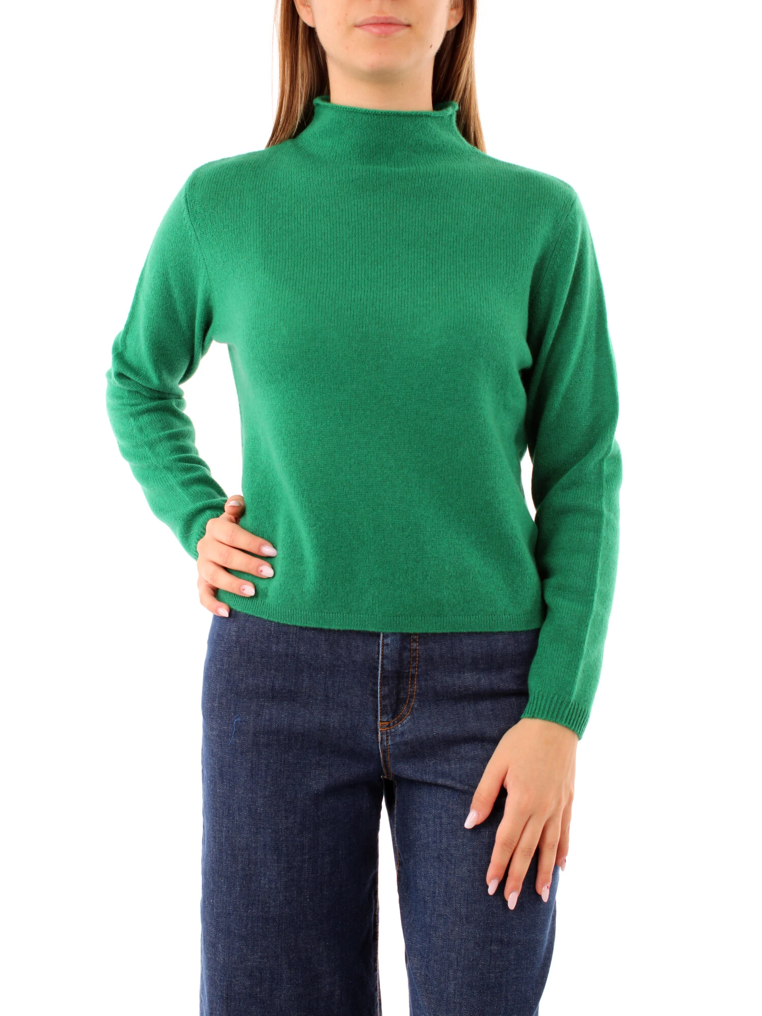 MAGLIA DOLCEVITA IN PURO CASHMERE DONNA VERDE