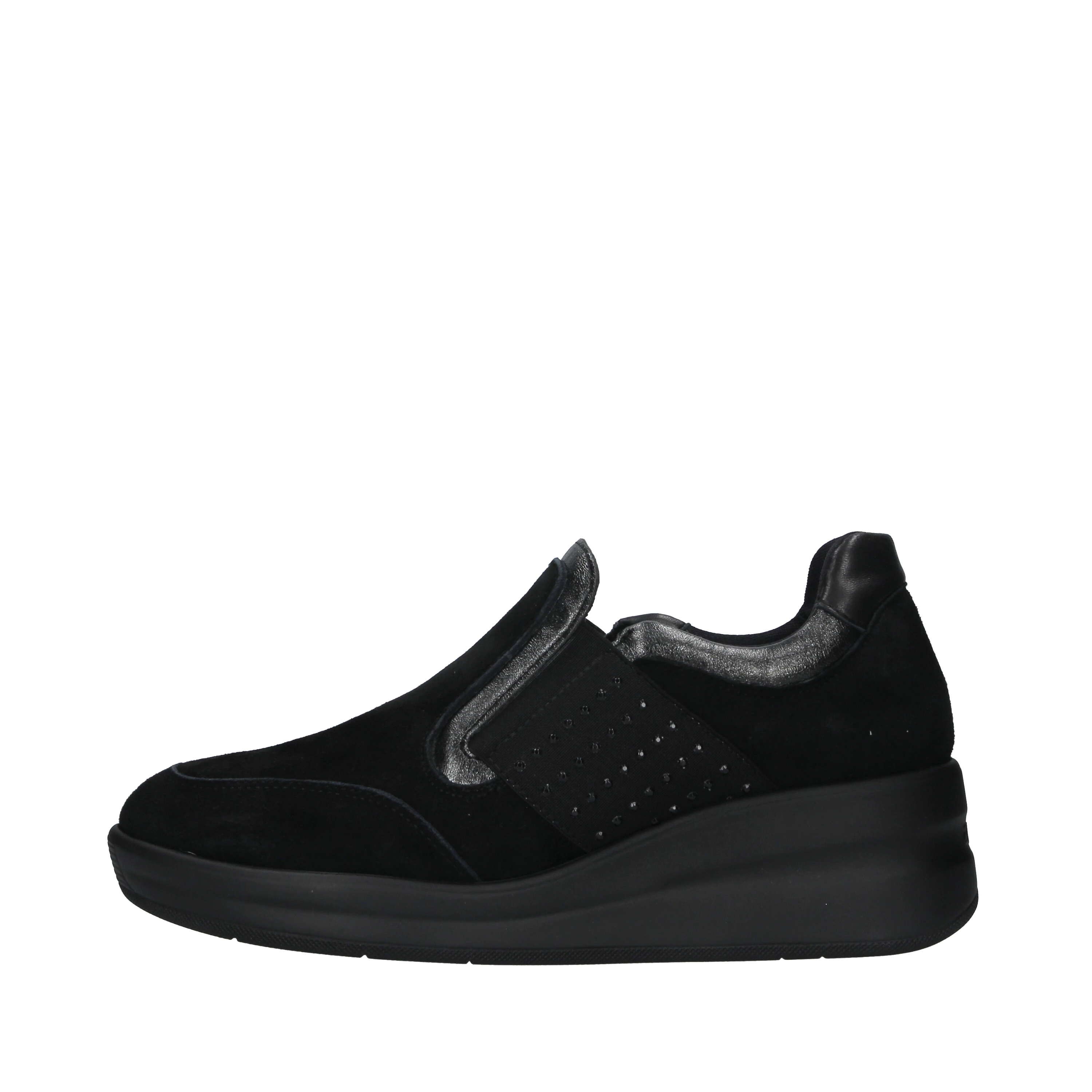 SNEAKERS SLIP ON IN CAMOSCIO CON ZEPPA DONNA NERO