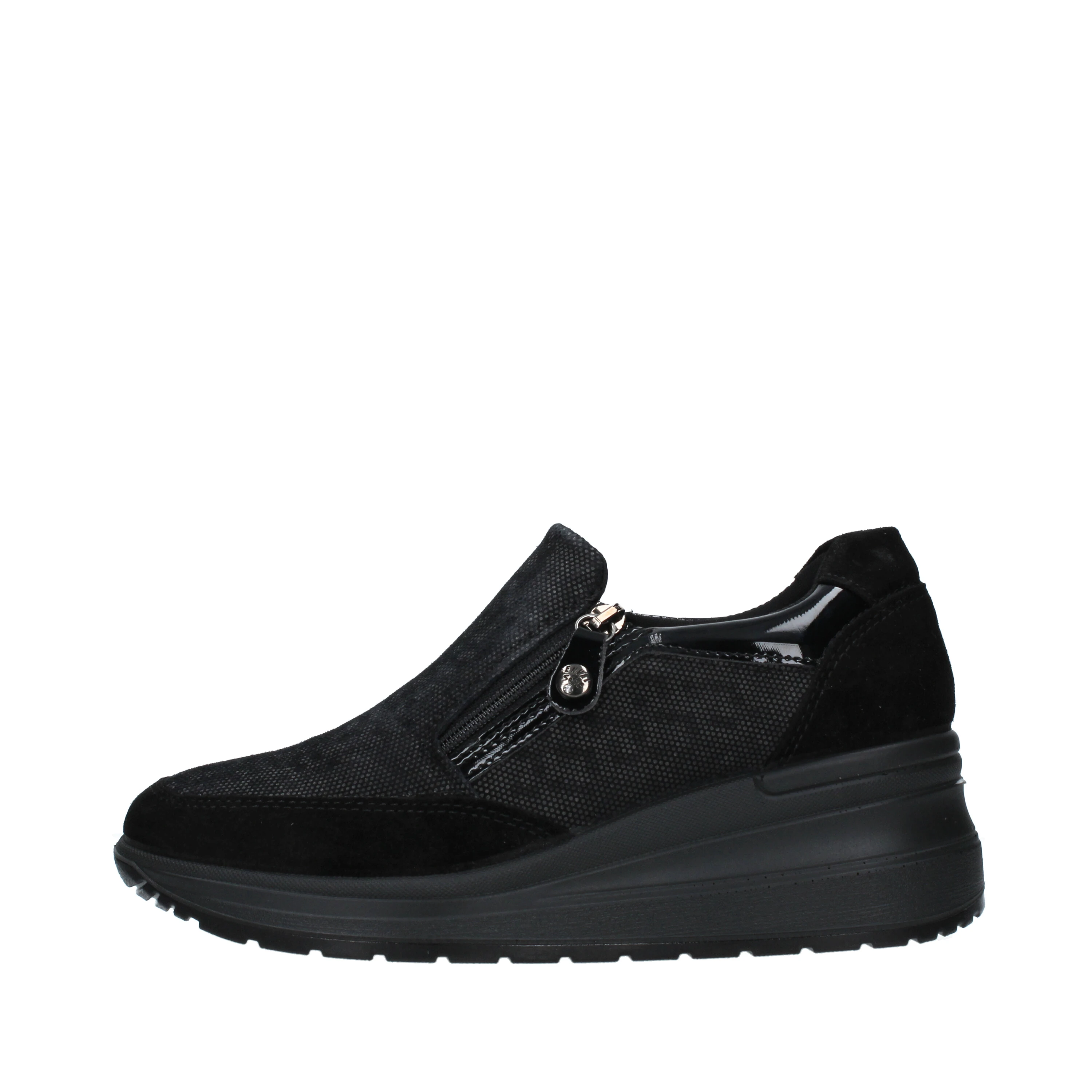 SNEAKERS SLIP ON CON ZEPPA E INSERTI IN CAMOSCIO DONNA NERO