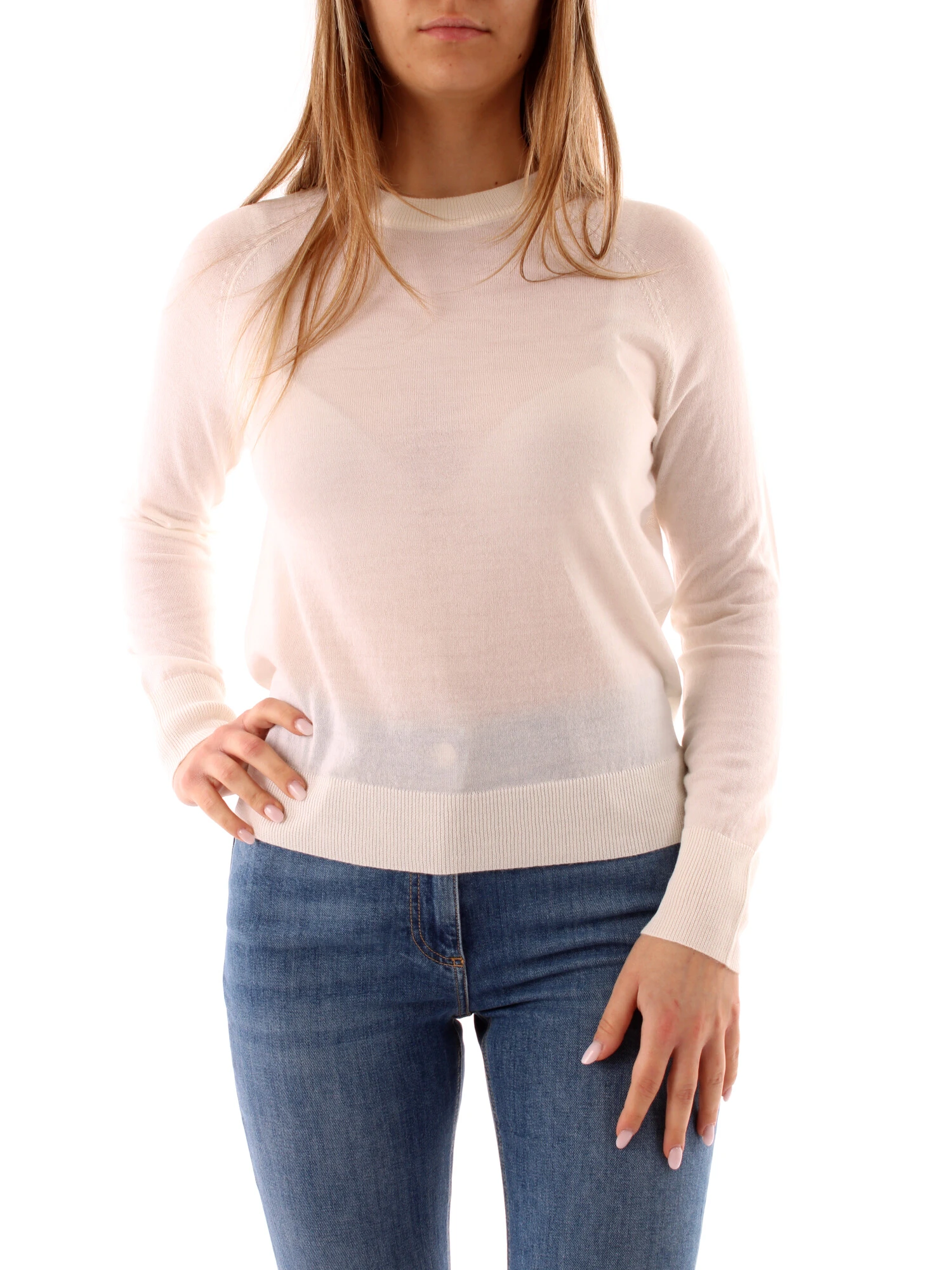 MAGLIA GIROCOLLO IN MISTO LANA DONNA BIANCO