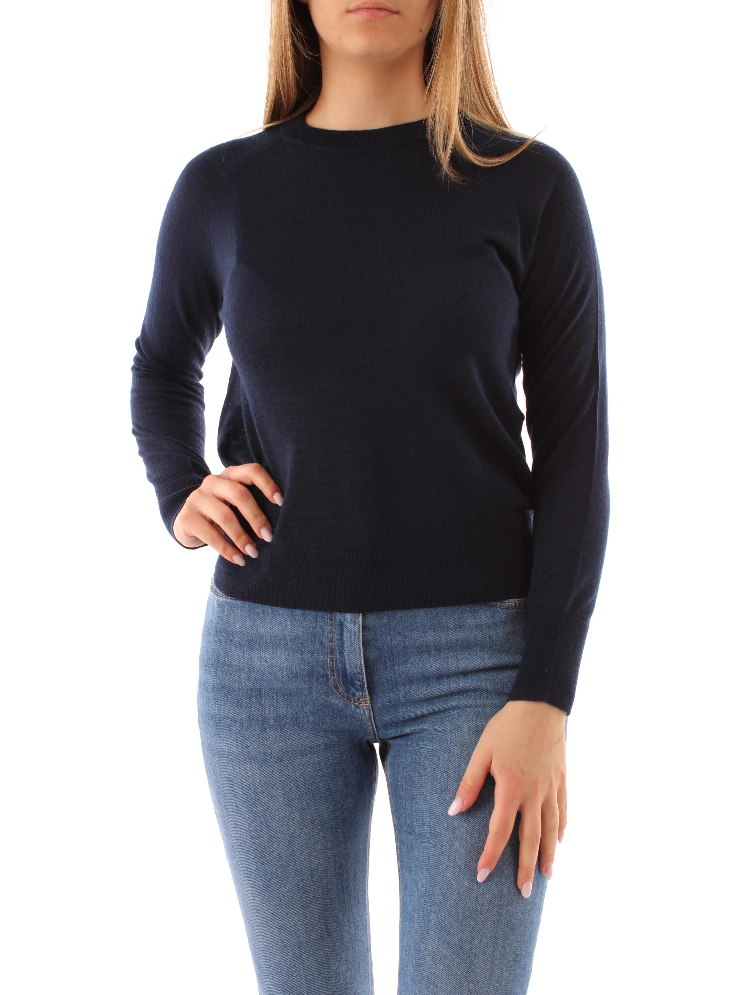 MAGLIA GIROCOLLO IN MISTO LANA DONNA BLU