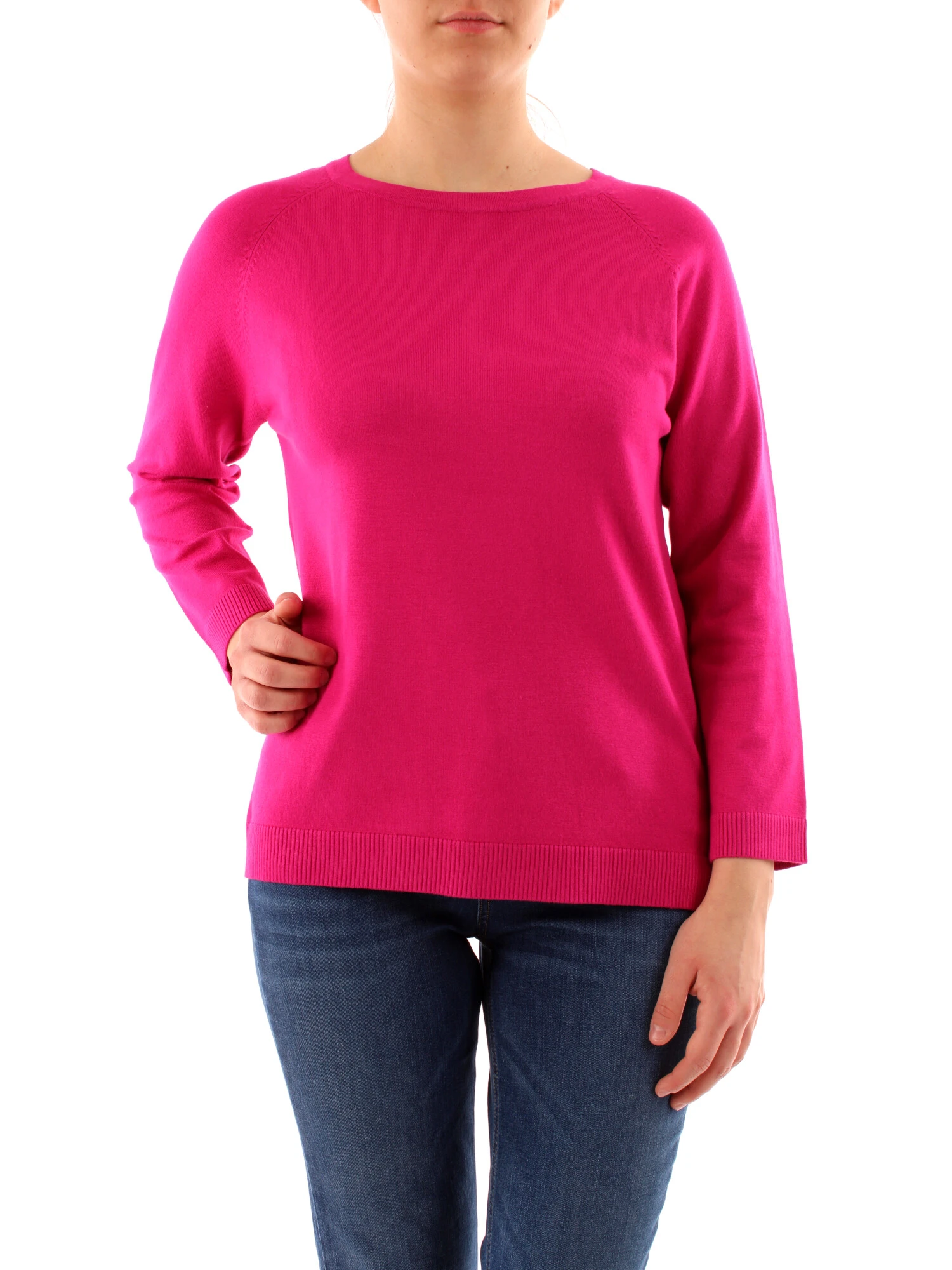 MAGLIA GIROCOLLO IN FILATO DONNA FUCSIA