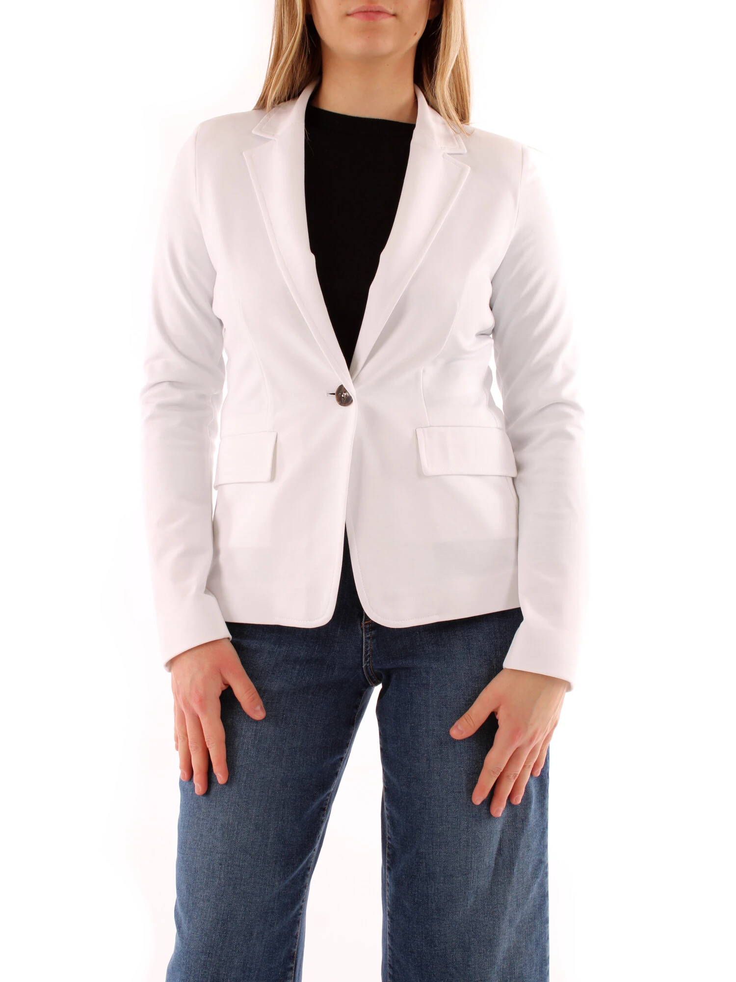 GIACCA BLAZER MONOPETTO IN PUNTO MILANO DONNA BIANCO