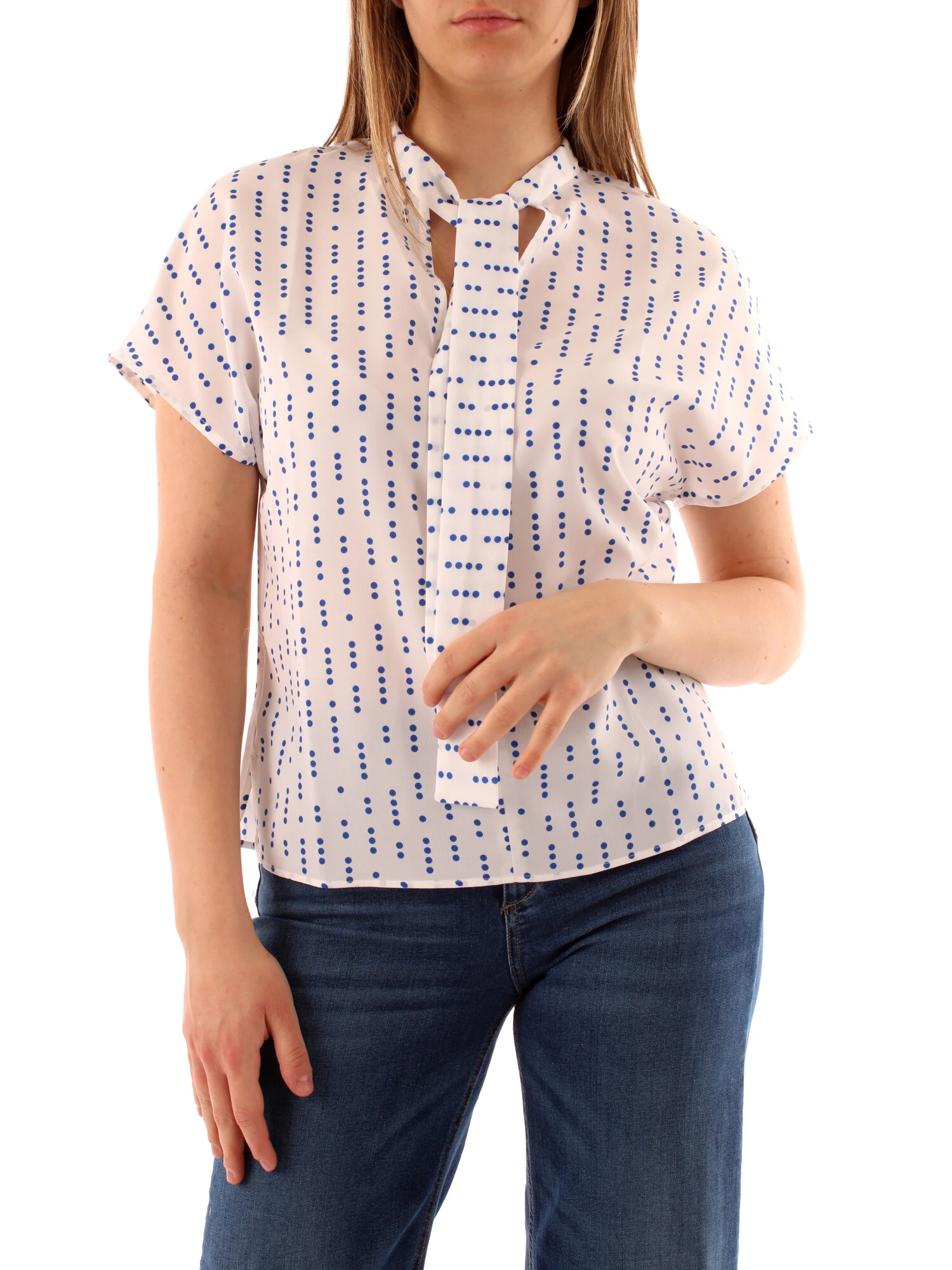 BLUSA CON SCIARPINA DONNA BIANCO