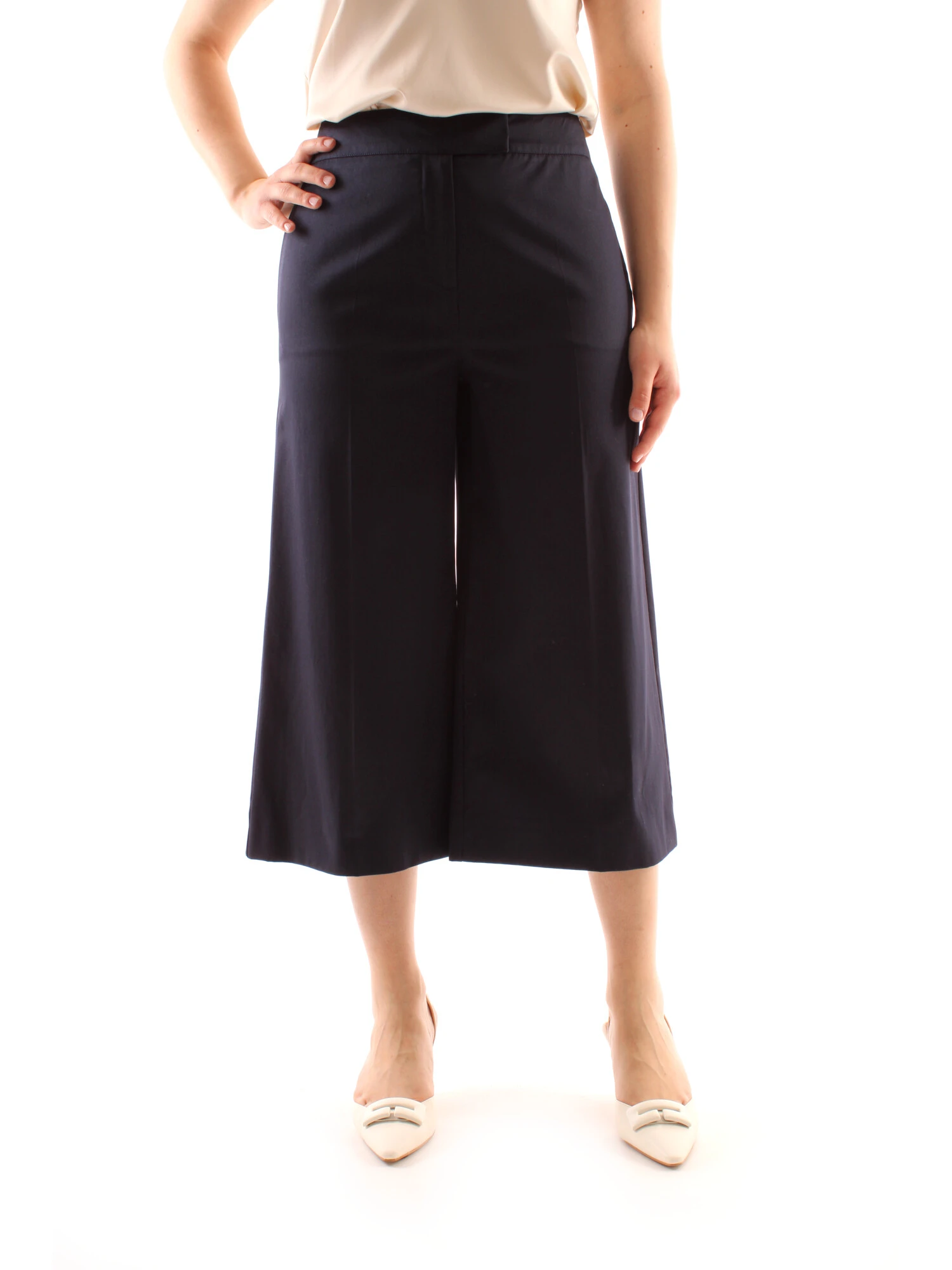 PANTALONI CROPPED IN COTONE DONNA BLU NOTTE