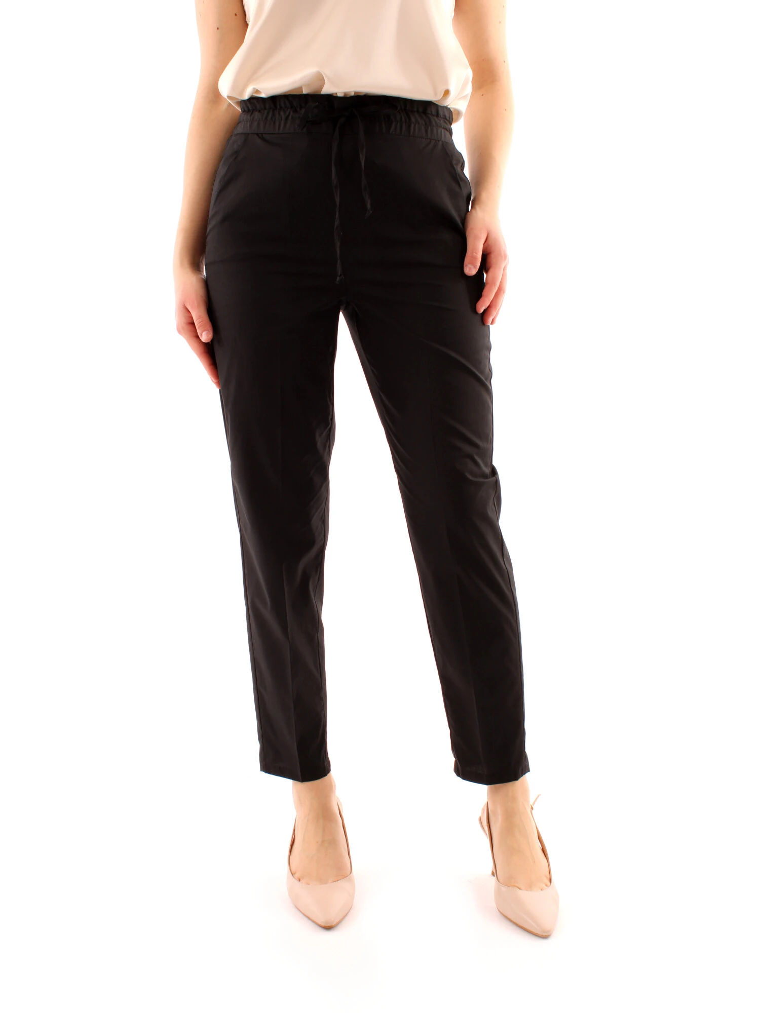 PANTALONI JOGGERS CON VITA ELASTICA DONNA NERO