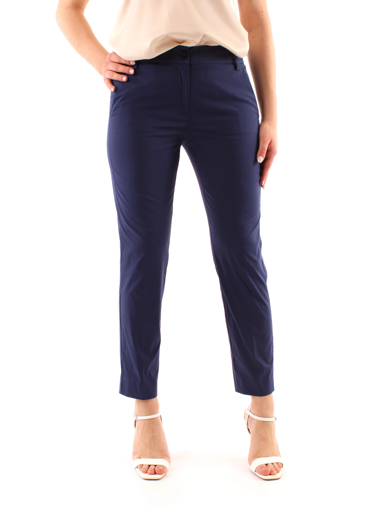 PANTALONI CHINO VITA BASSA DONNA BLU