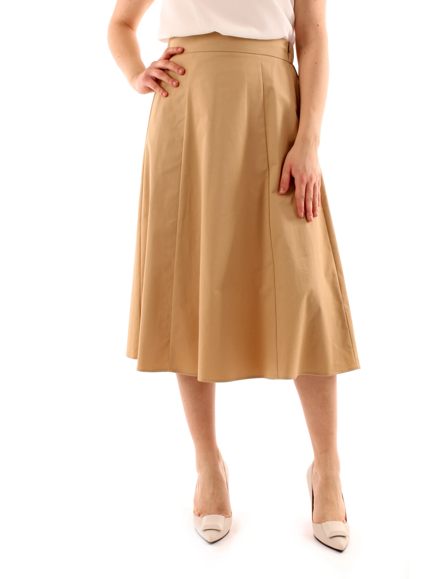 GONNA LUNGA SVASATA IN COTONE DONNA BEIGE