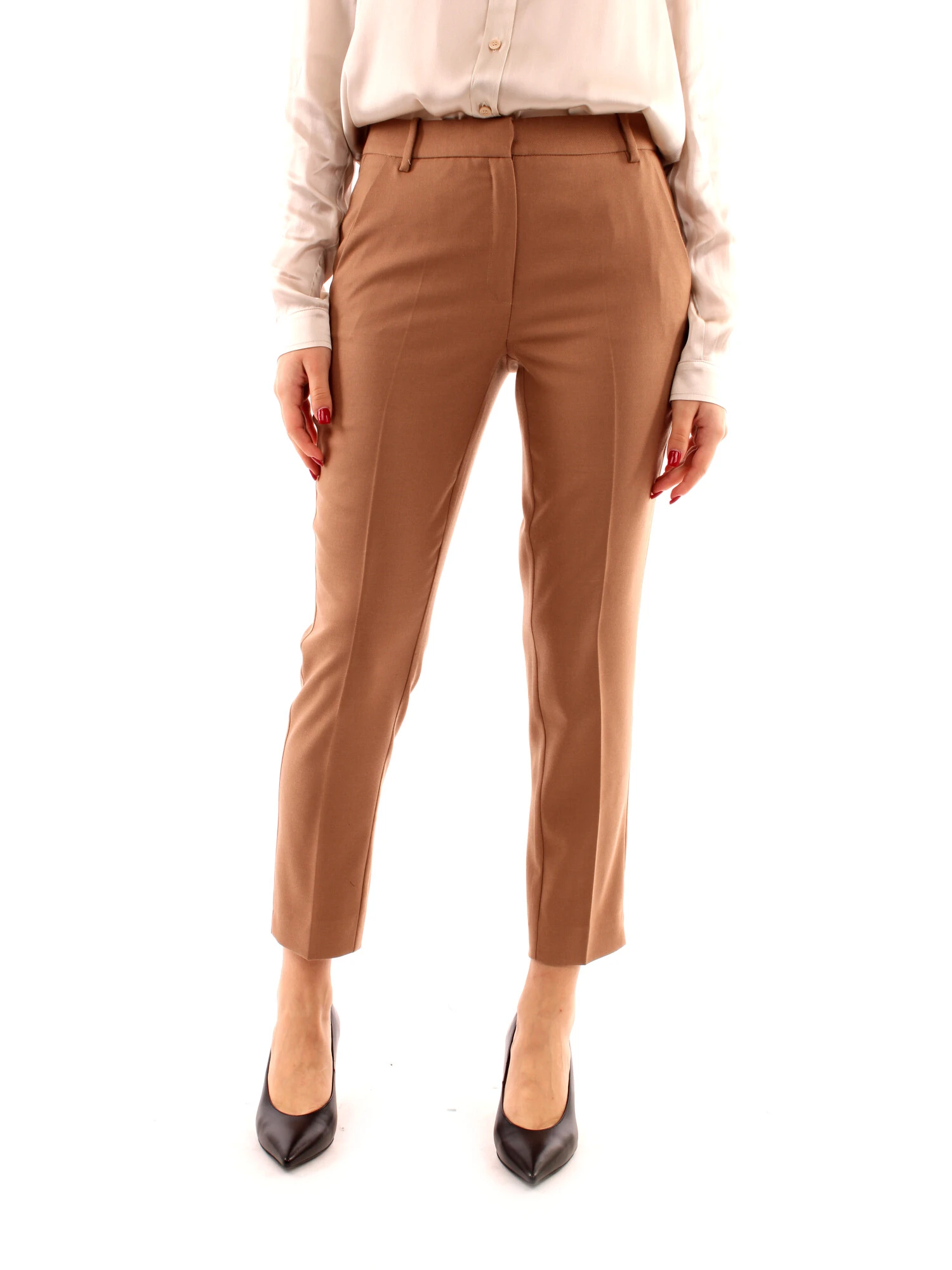 PANTALONI CROPPED IN MISTO VISCOSA DONNA BEIGE