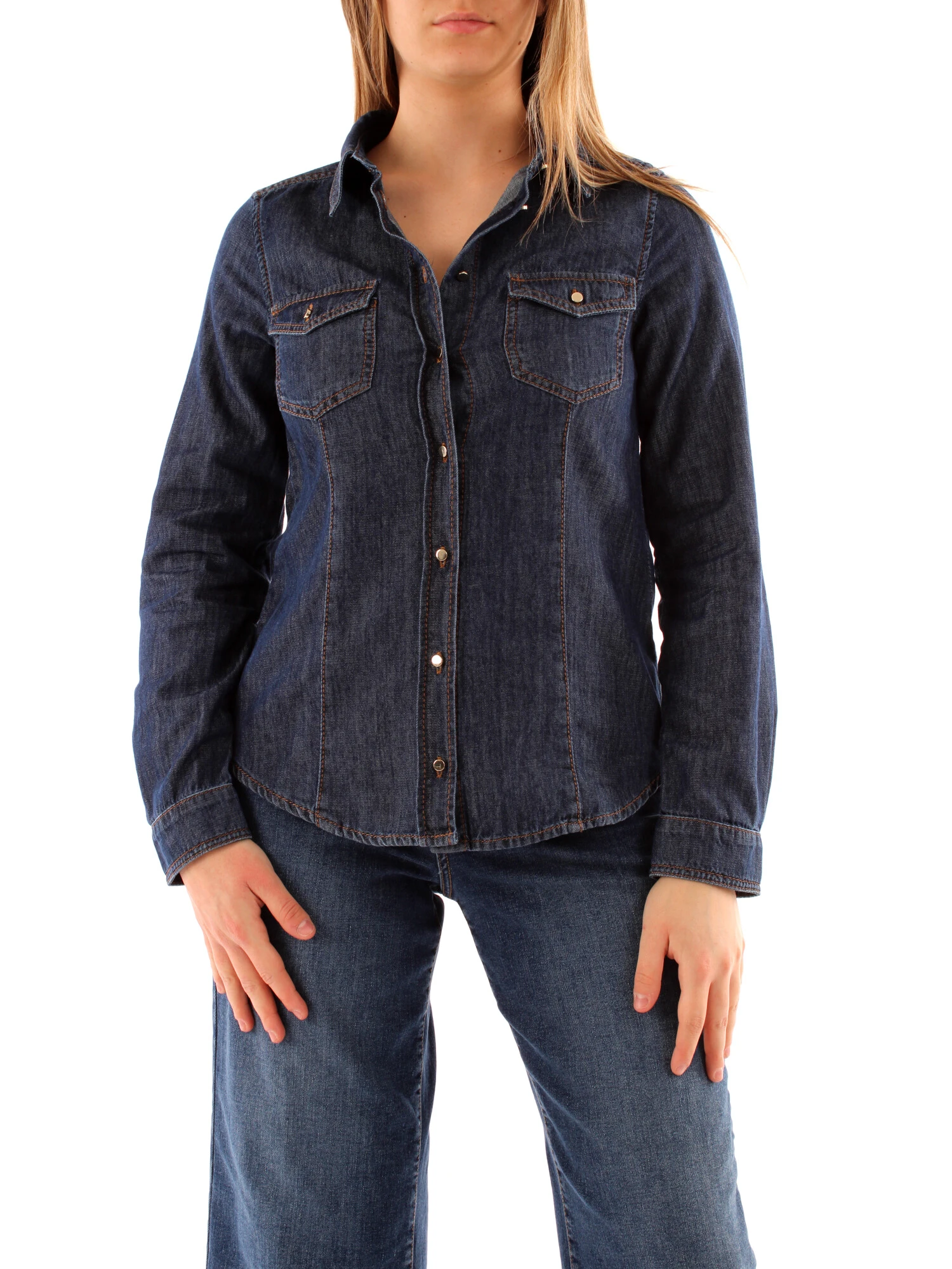 CAMICIA IN DENIM DI COTONE DONNA BLU