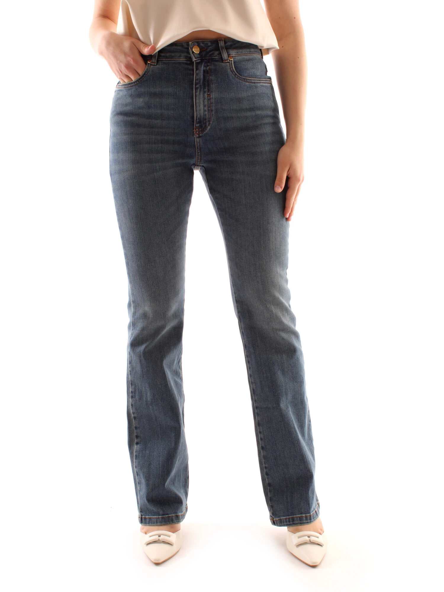 JEANS REGULAR IN DENIM IN COTONE DONNA BLU