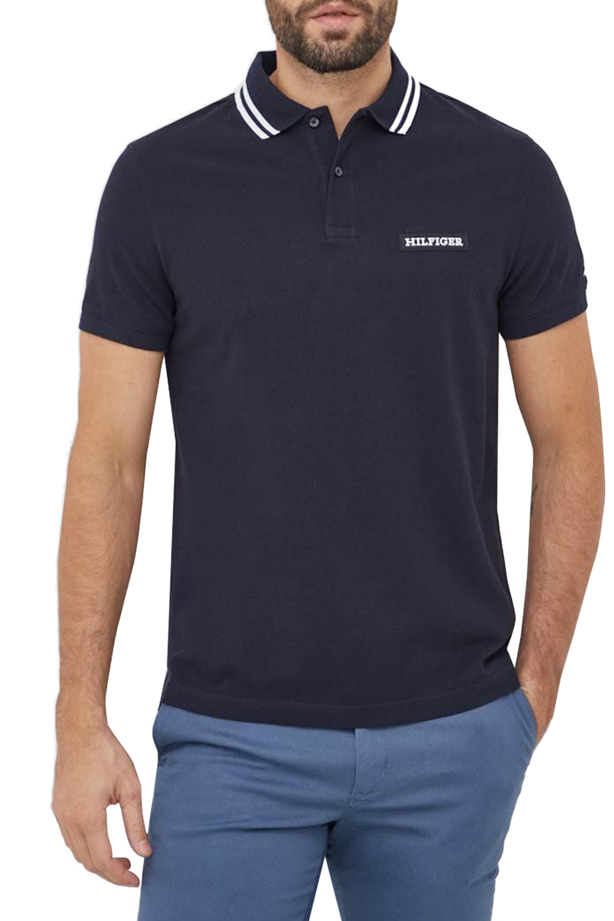 POLO MANICA CORTA CON LOGO UOMO BLU