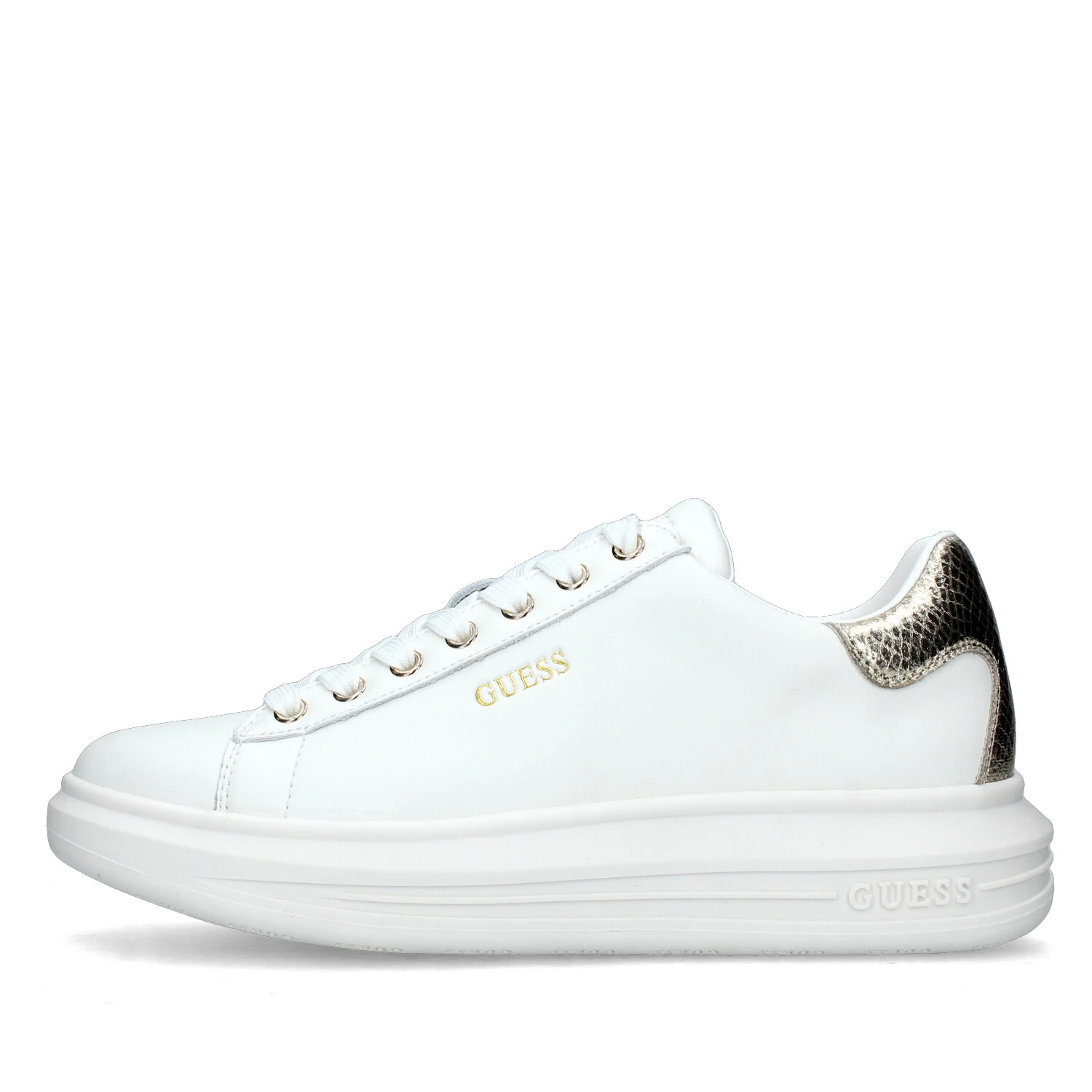 SNEAKERS PLATFORM VIBO CARRY OVER CON TALLONE EFFETTO PITONATO DONNA BIANCO ORO