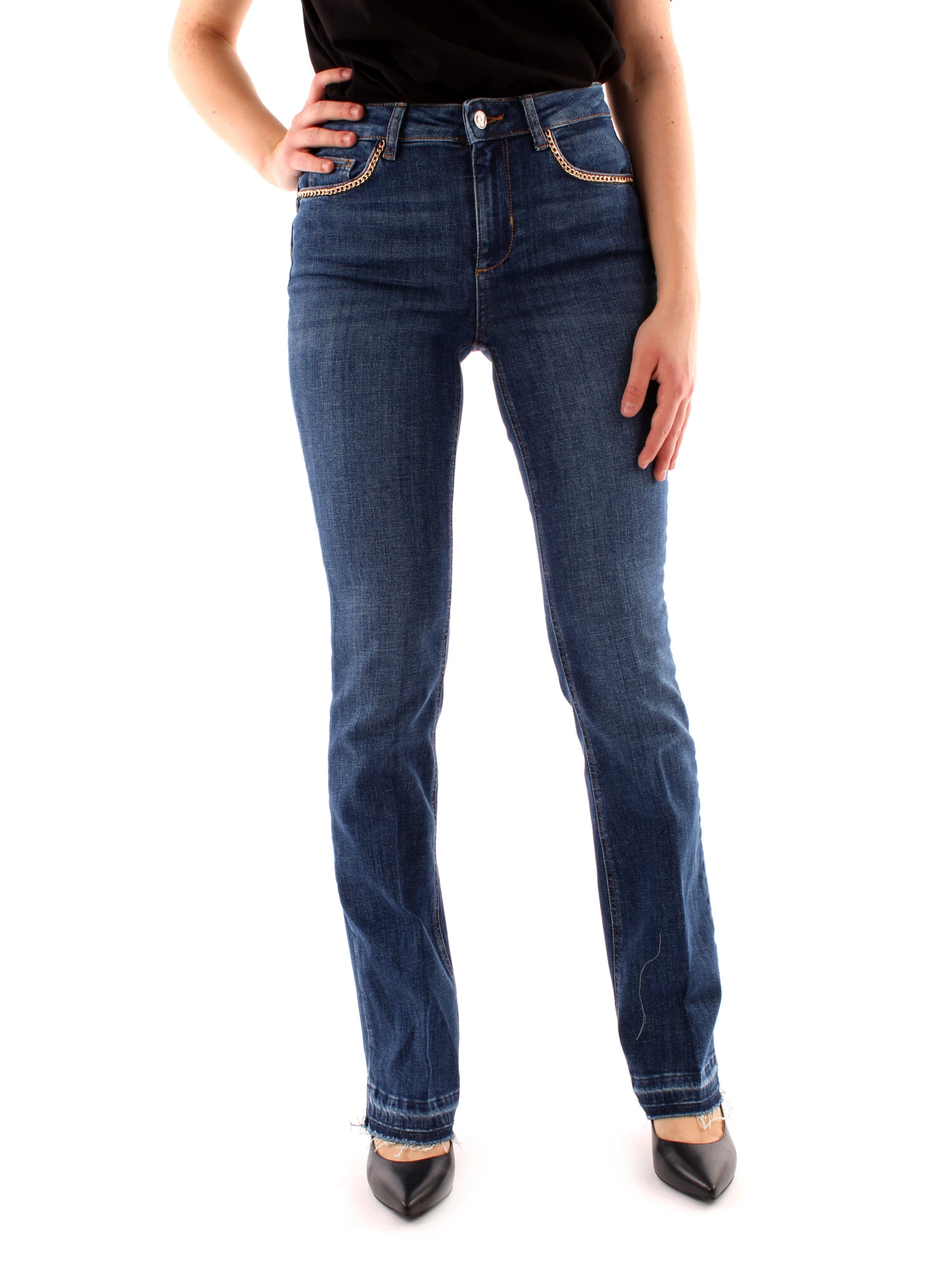 JEANS REGULAR CON CATENE DONNA BLU