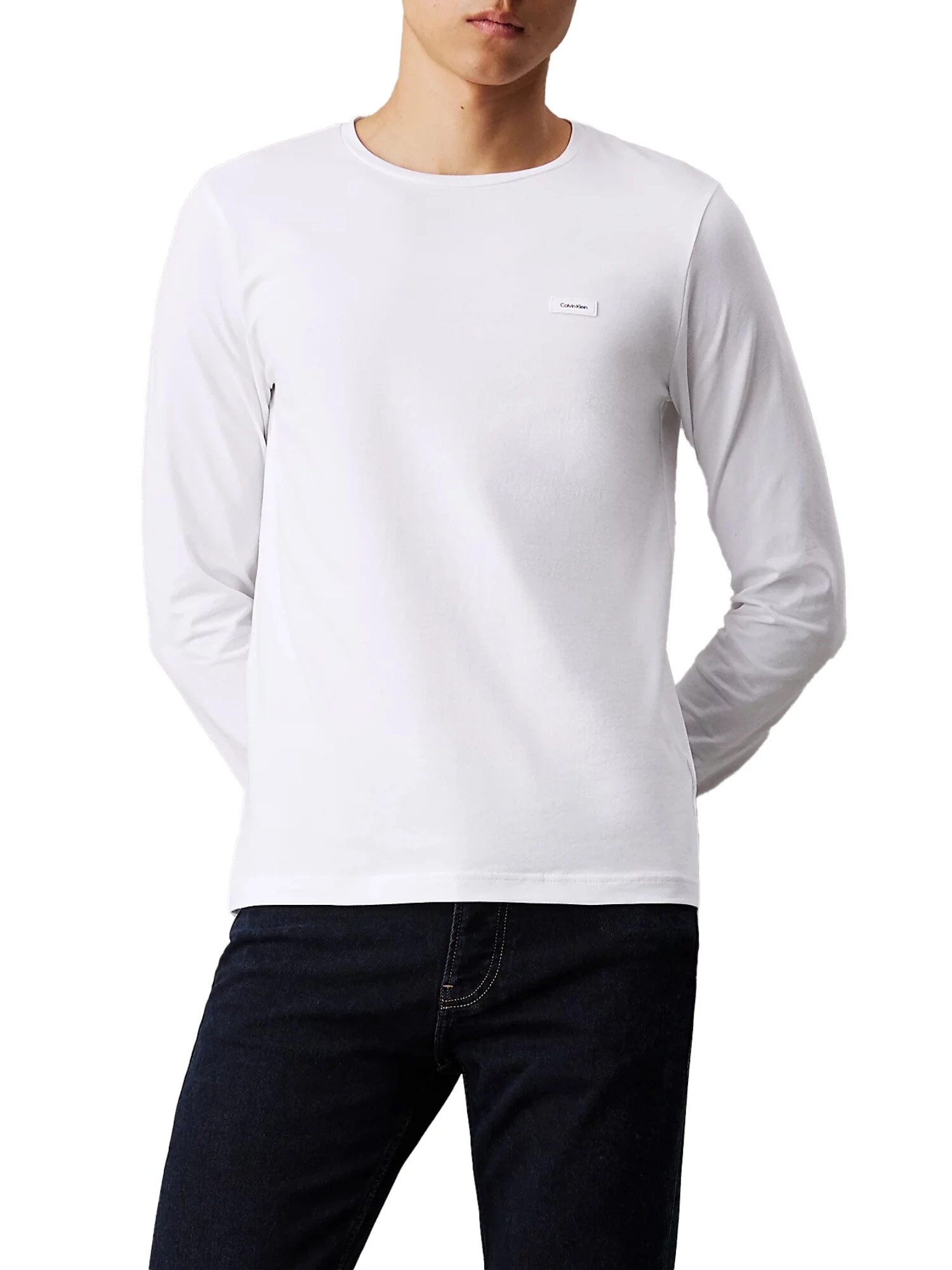 T-SHIRT A MANICHE LUNGHE SLIM UOMO BIANCO