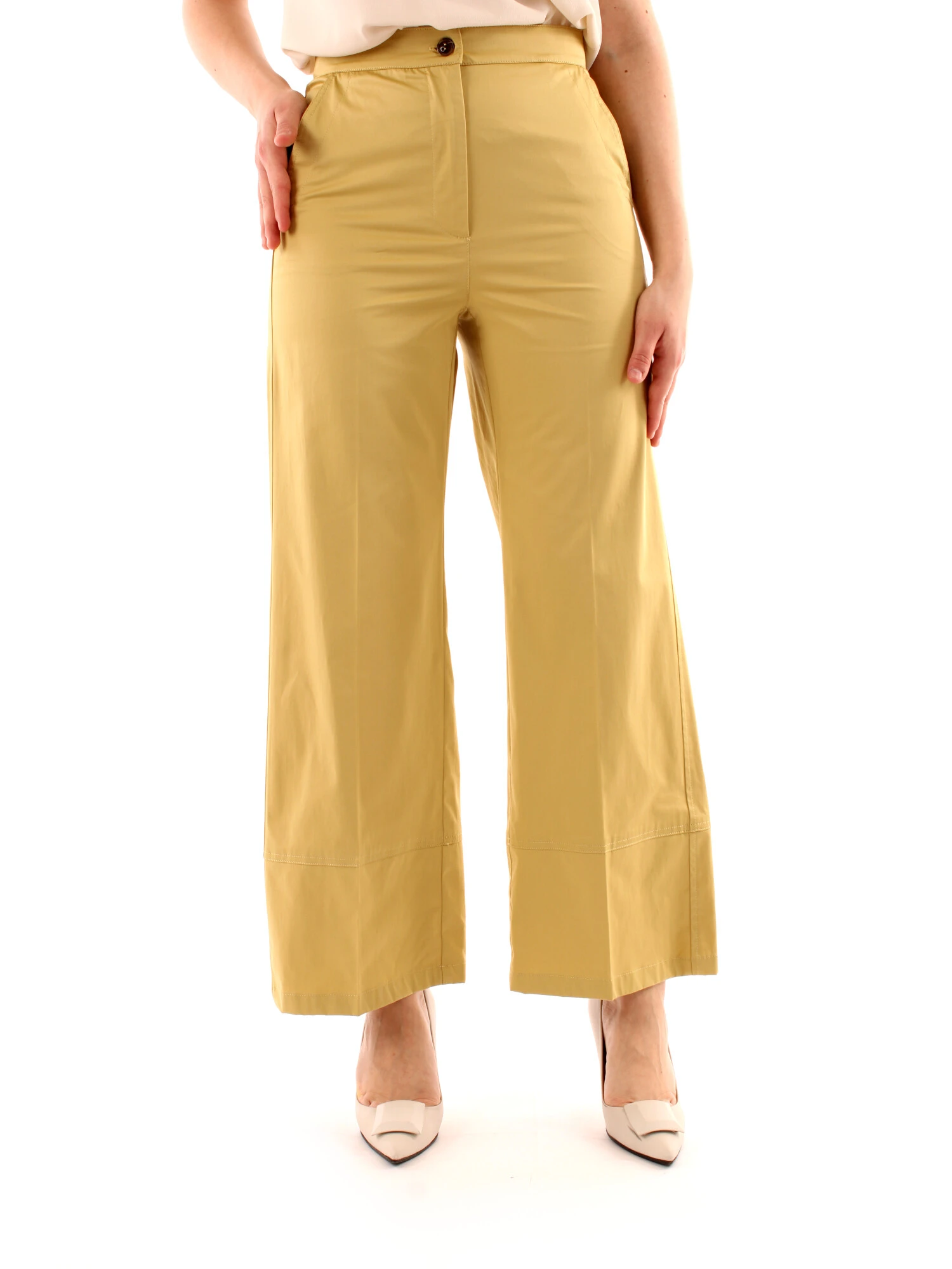 PANTALONI PALAZZO IN RASO DONNA GIALLO