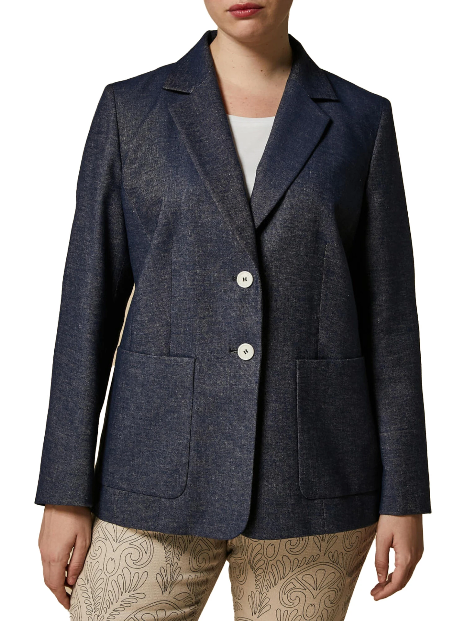 GIACCA BLAZER MISTO COTONE MONOPETTO DONNA BLU