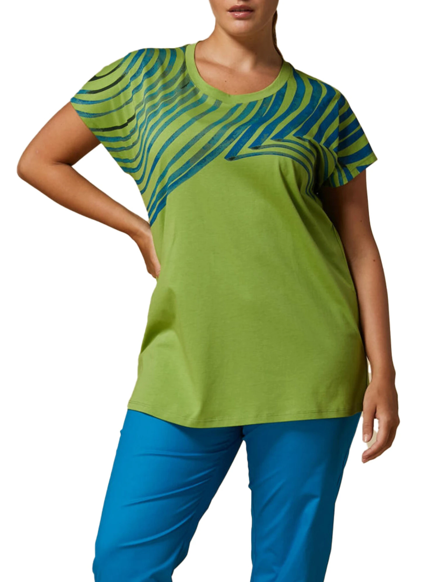 T-SHIRT MANICA CORTA IN MAGLIA DI COTONE DONNA VERDE