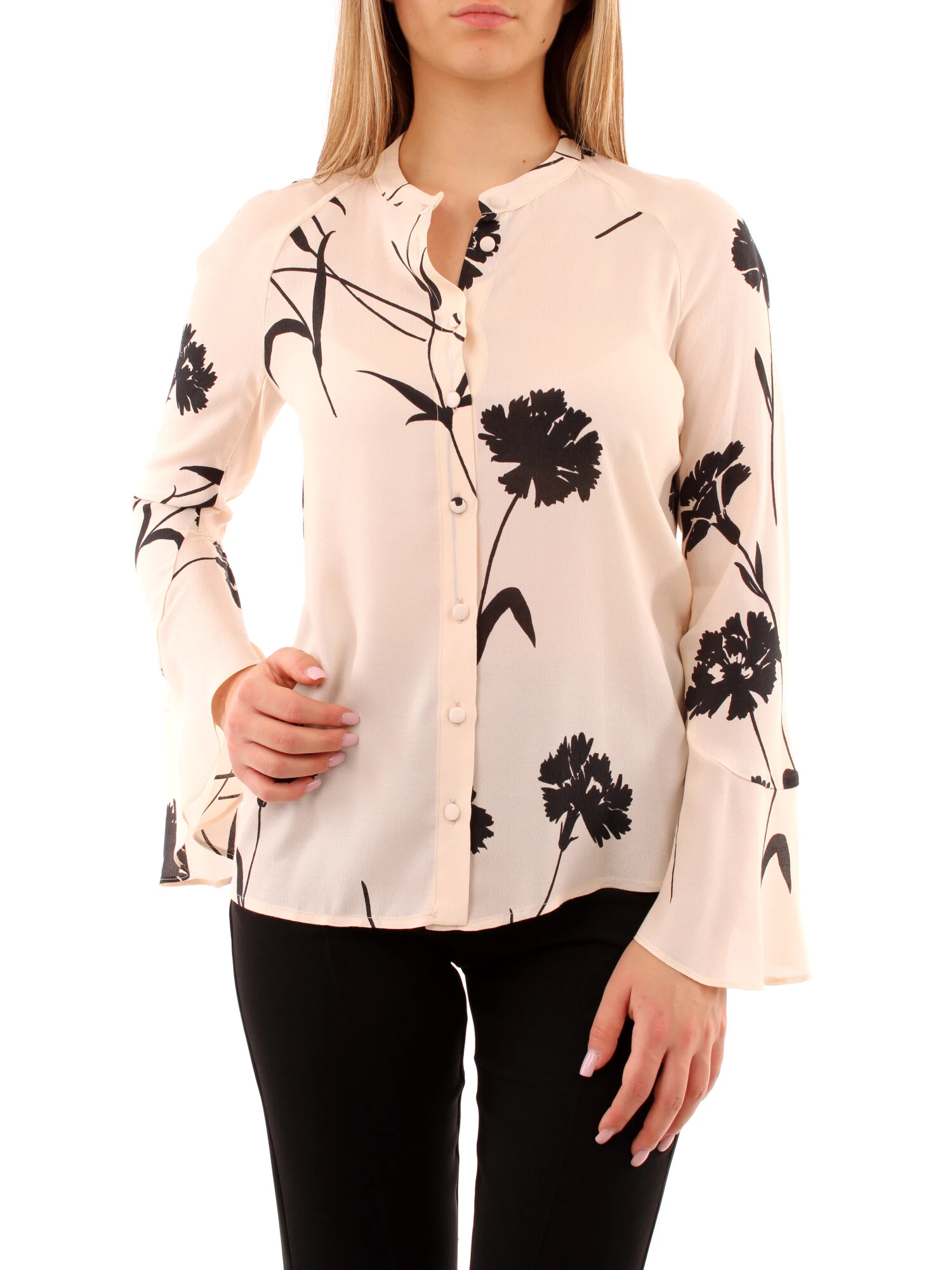 CAMICIA IN CREPE CON STAMPA FLOREALE DONNA BIANCO