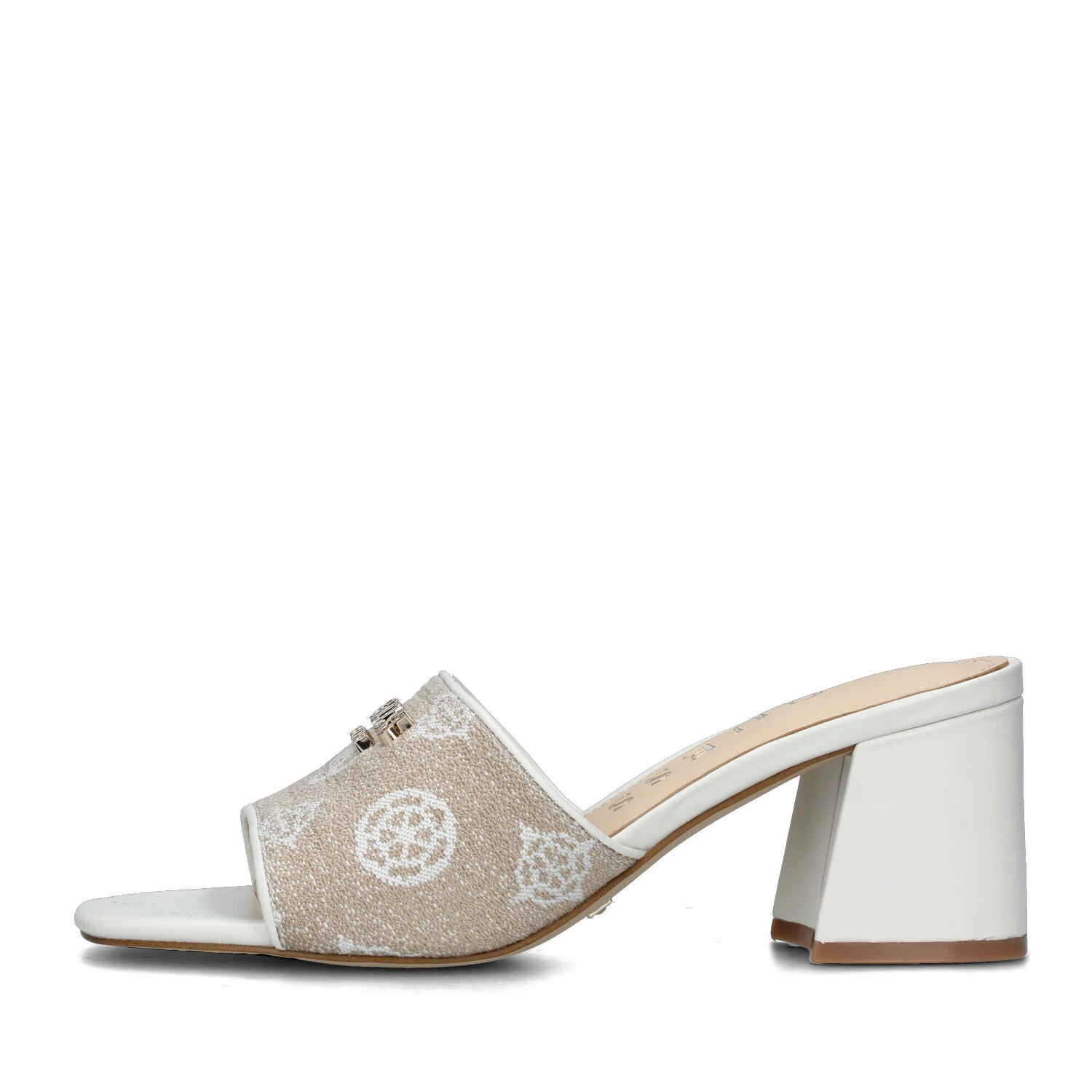 CIABATTE GAIDE CON TACCO E TRAMA PEONY LOGO 4G DONNA BIANCO BEIGE