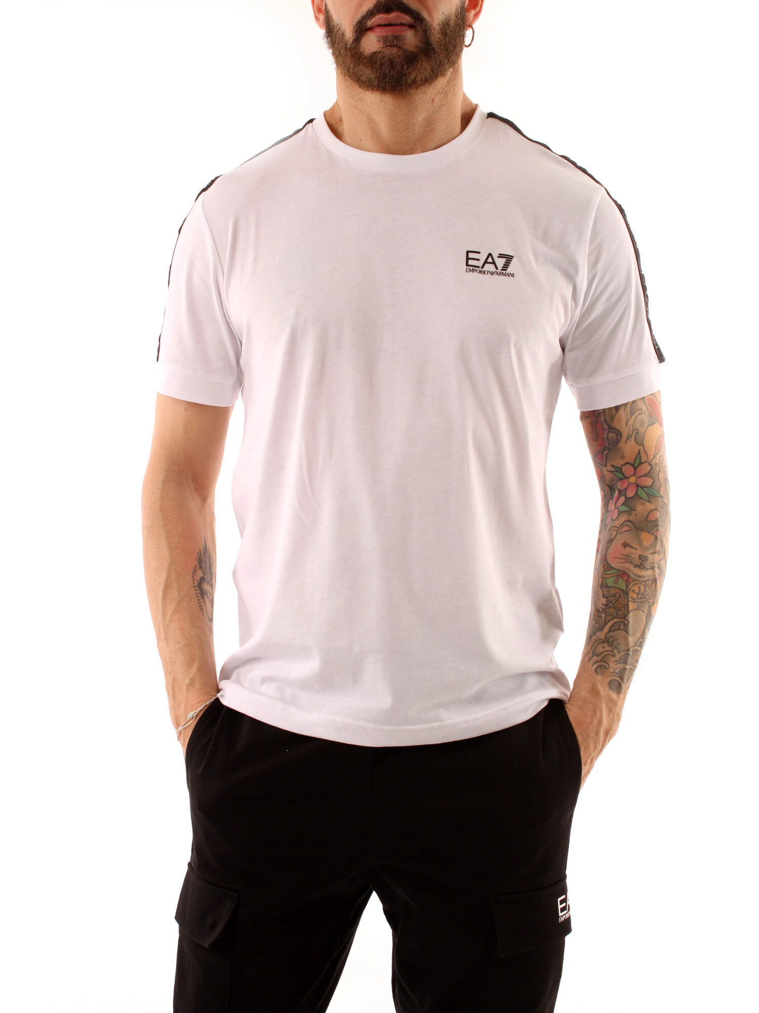 T-SHIRT MANICA CORTA IN PURO COTONE CON LOGO UOMO BIANCO