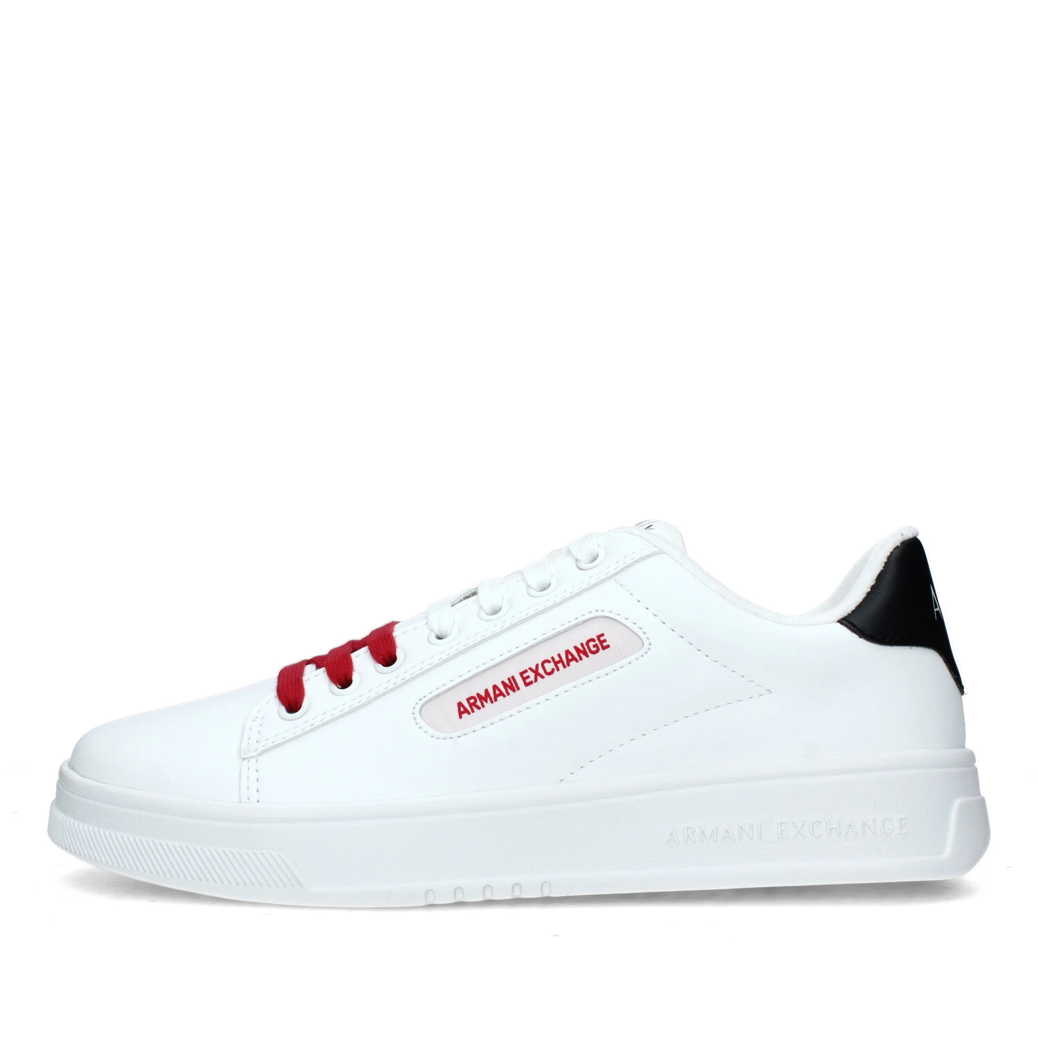 SNEAKERS PLATFORM CON LACCI BICOLORE E LOGO ROSSO UOMO BIANCO NERO