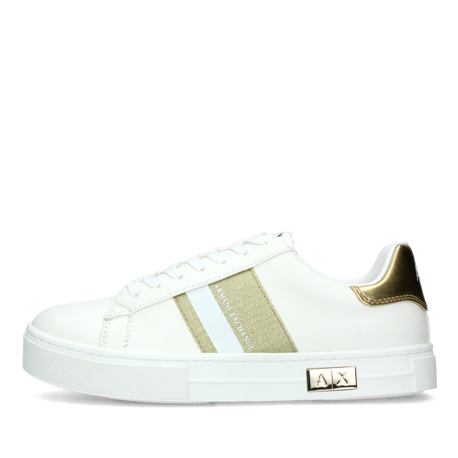 SNEAKERS BASSE CON PLACCHETTA DORATA DONNA BIANCO