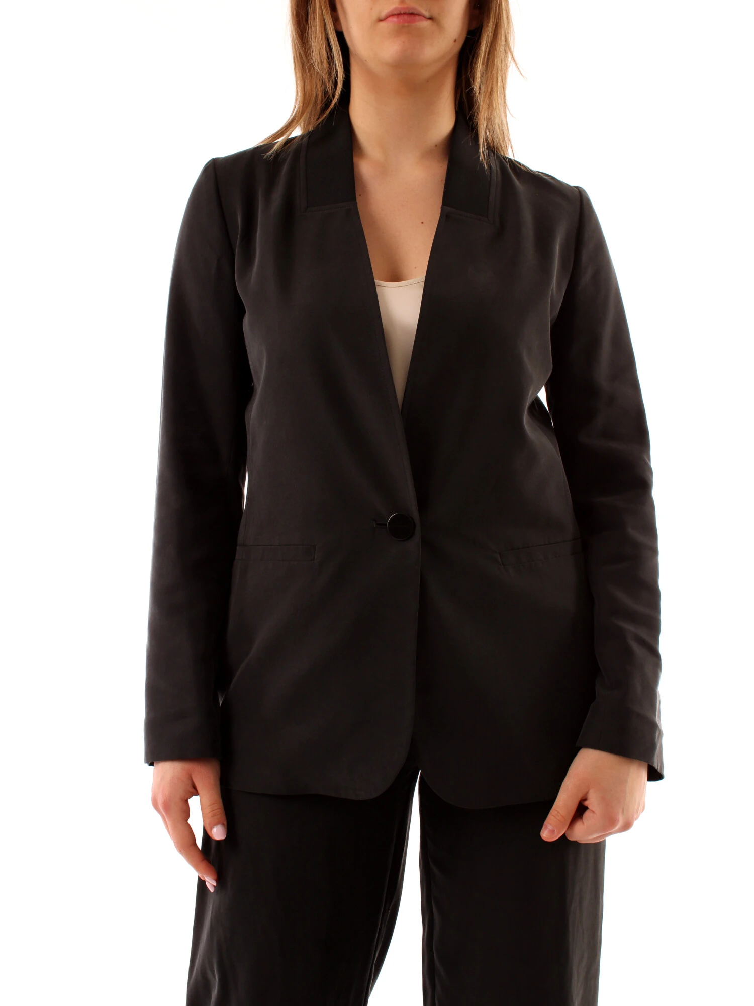 GIACCA BLAZER MONOPETTO TESSUTO SABBIATO DONNA NERO