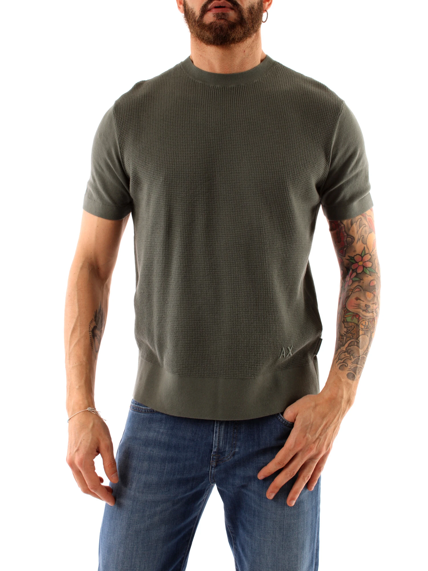 T-SHIRT MANICA CORTA IN COTONE UOMO VERDE