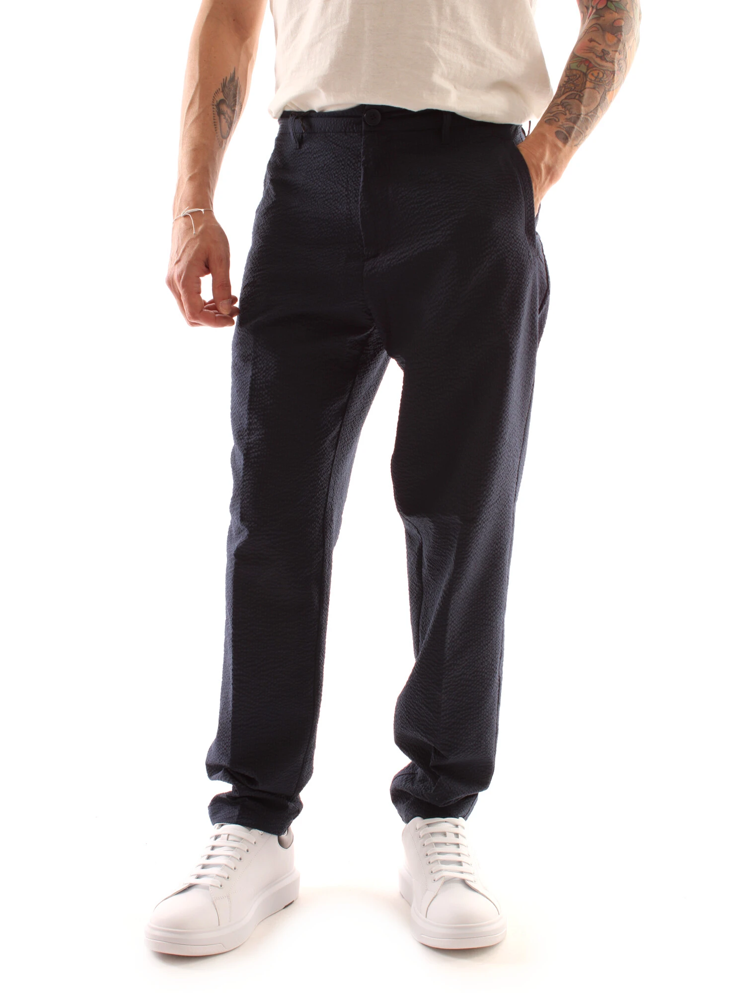 PANTALONI CHINO CON LOGO UOMO BLU