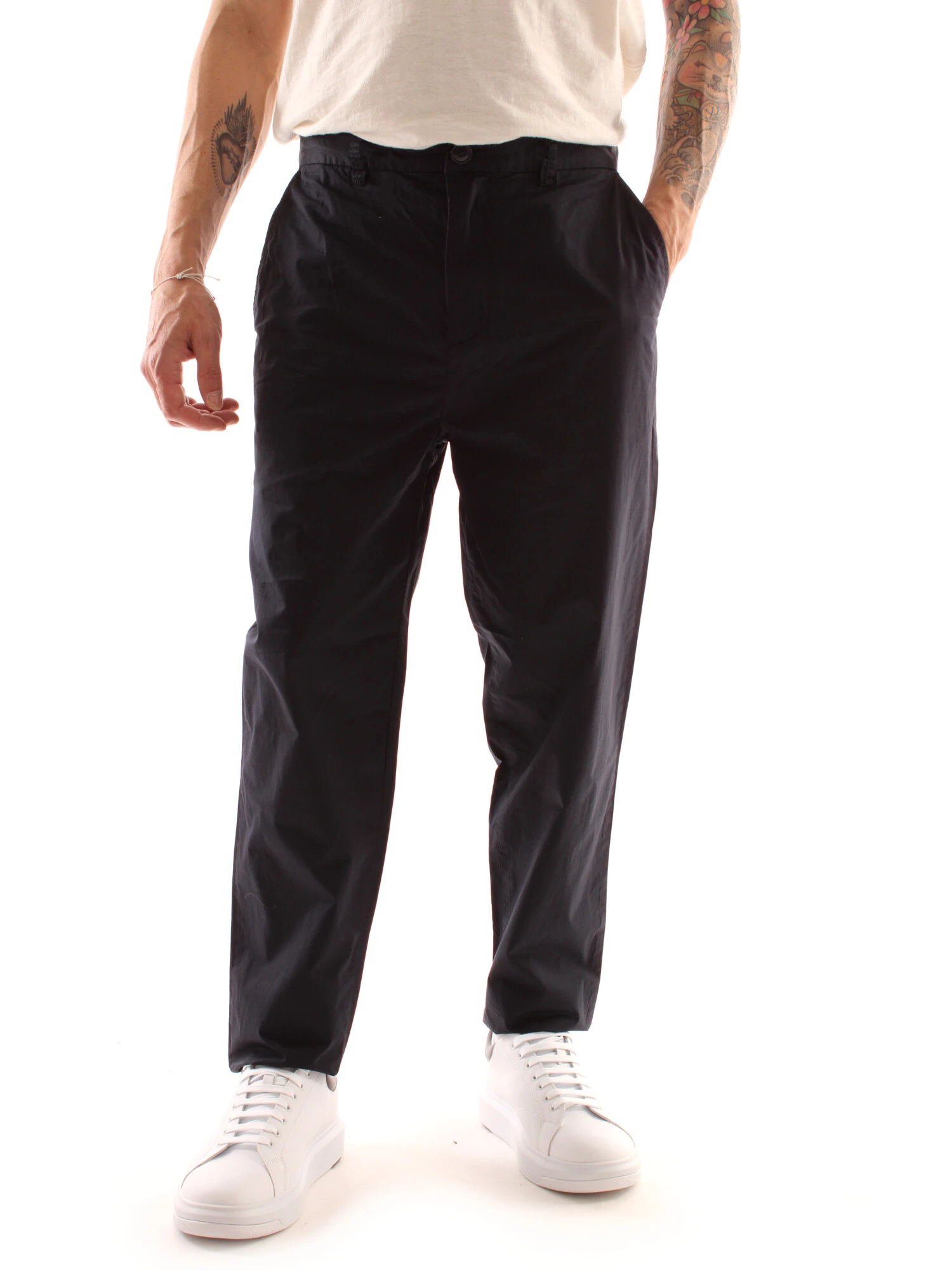 PANTALONI CHINO IN PURO COTONE UOMO BLU