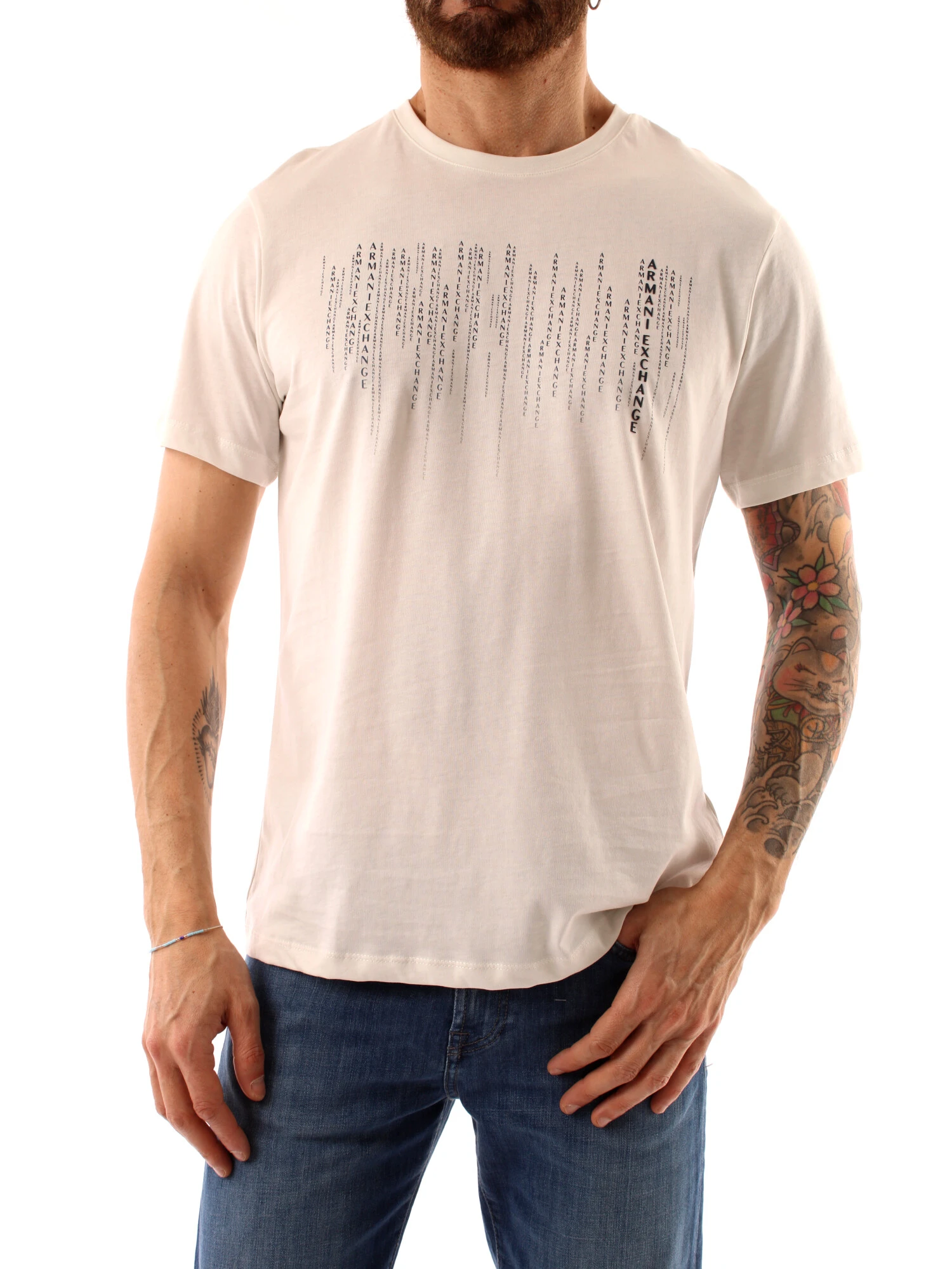 T-SHIRT MANICA CORTA CON LOGO STAMPATO UOMO BIANCO