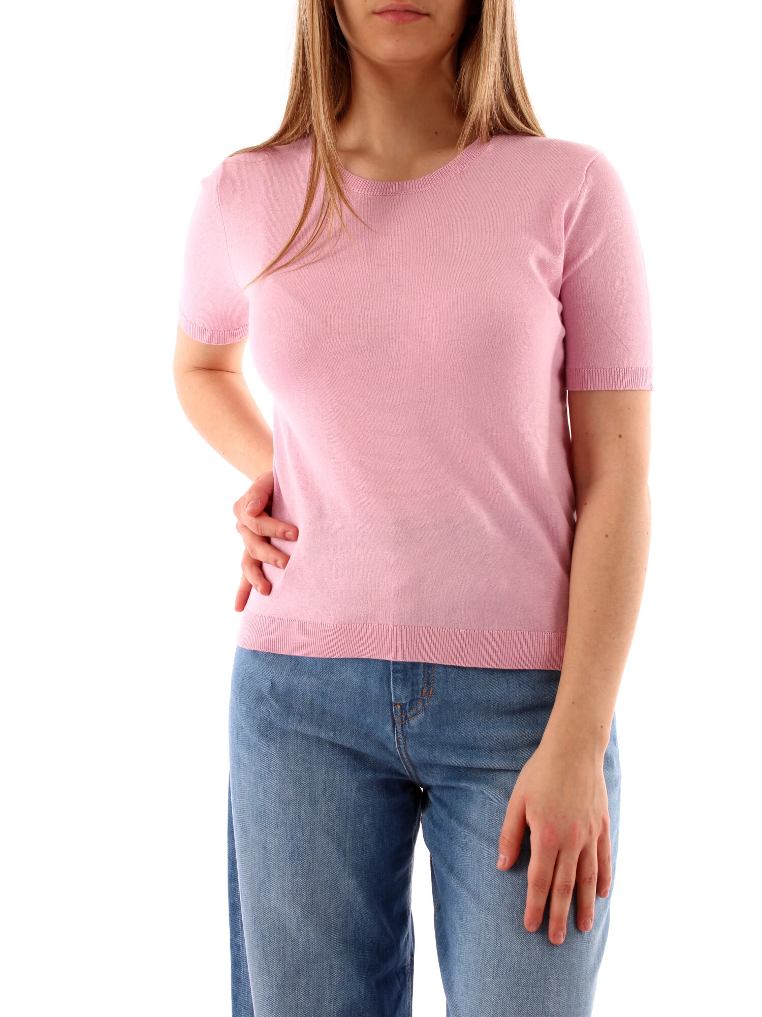 T-SHIRT MANICA CORTA IN MISTO SETA DONNA ROSA