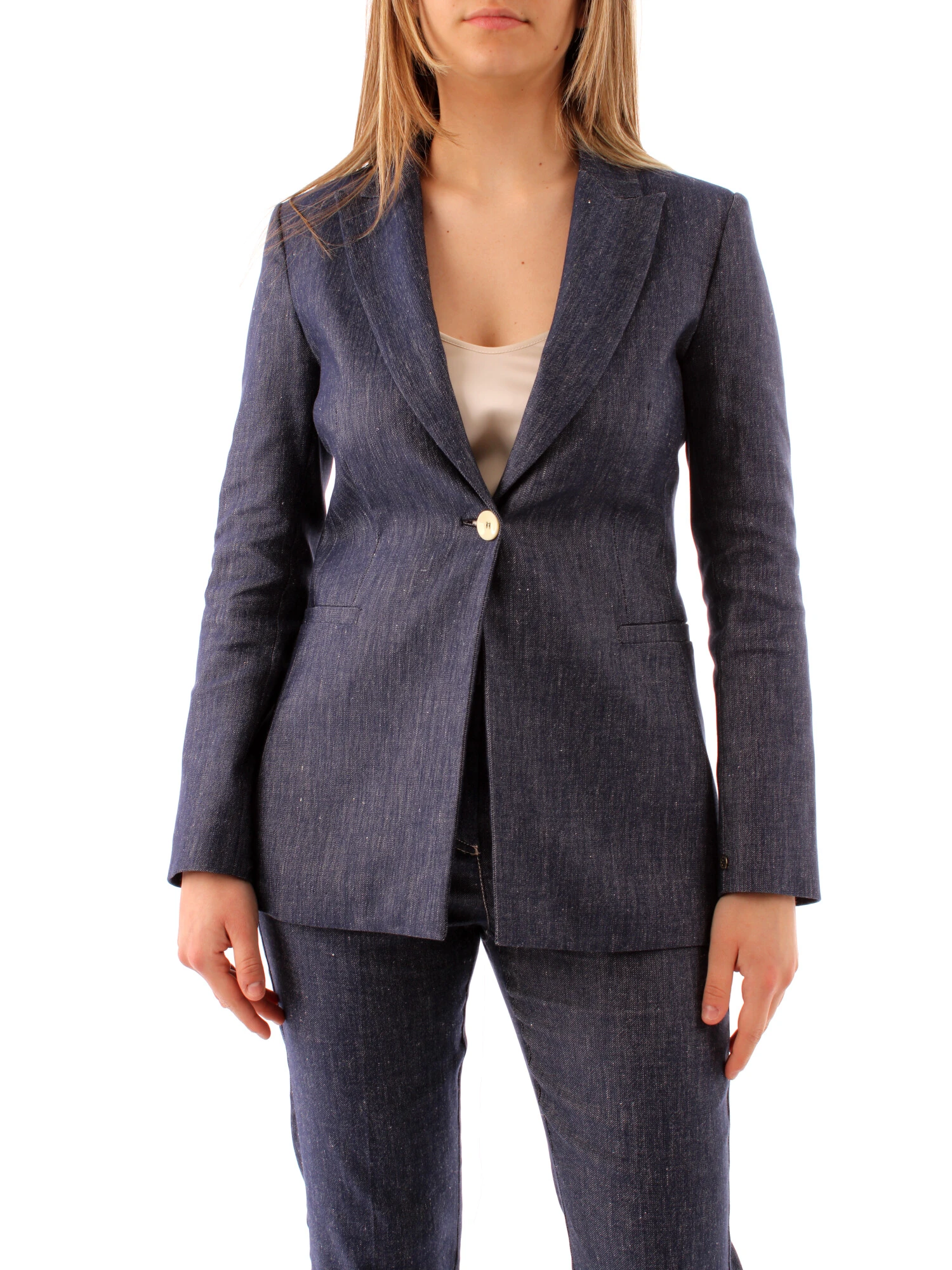 GIACCA BLAZER IN MISTO LINO DONNA BLU