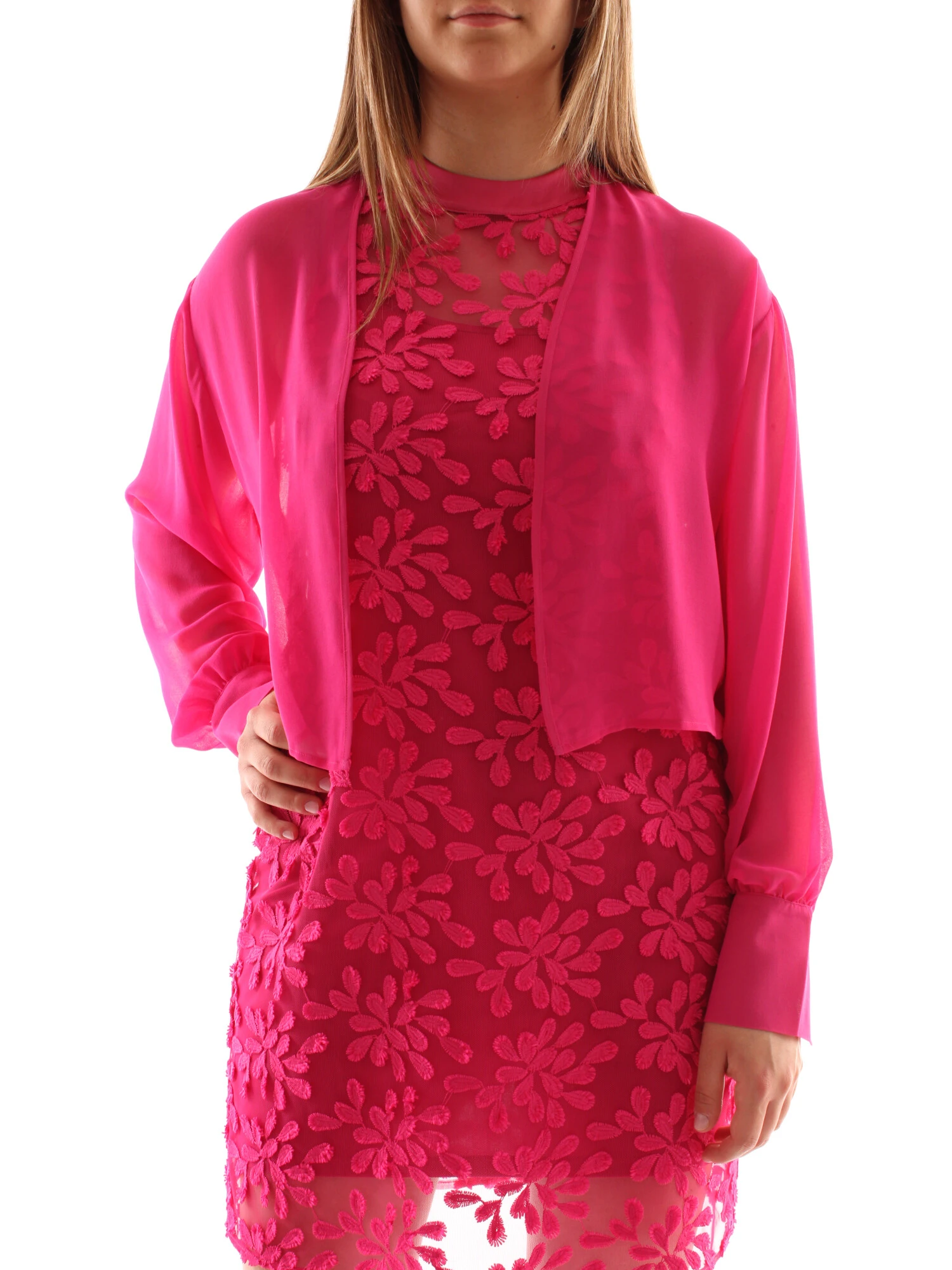 GIACCA COPRISPALLE IN GEORGETTE DONNA FUCSIA