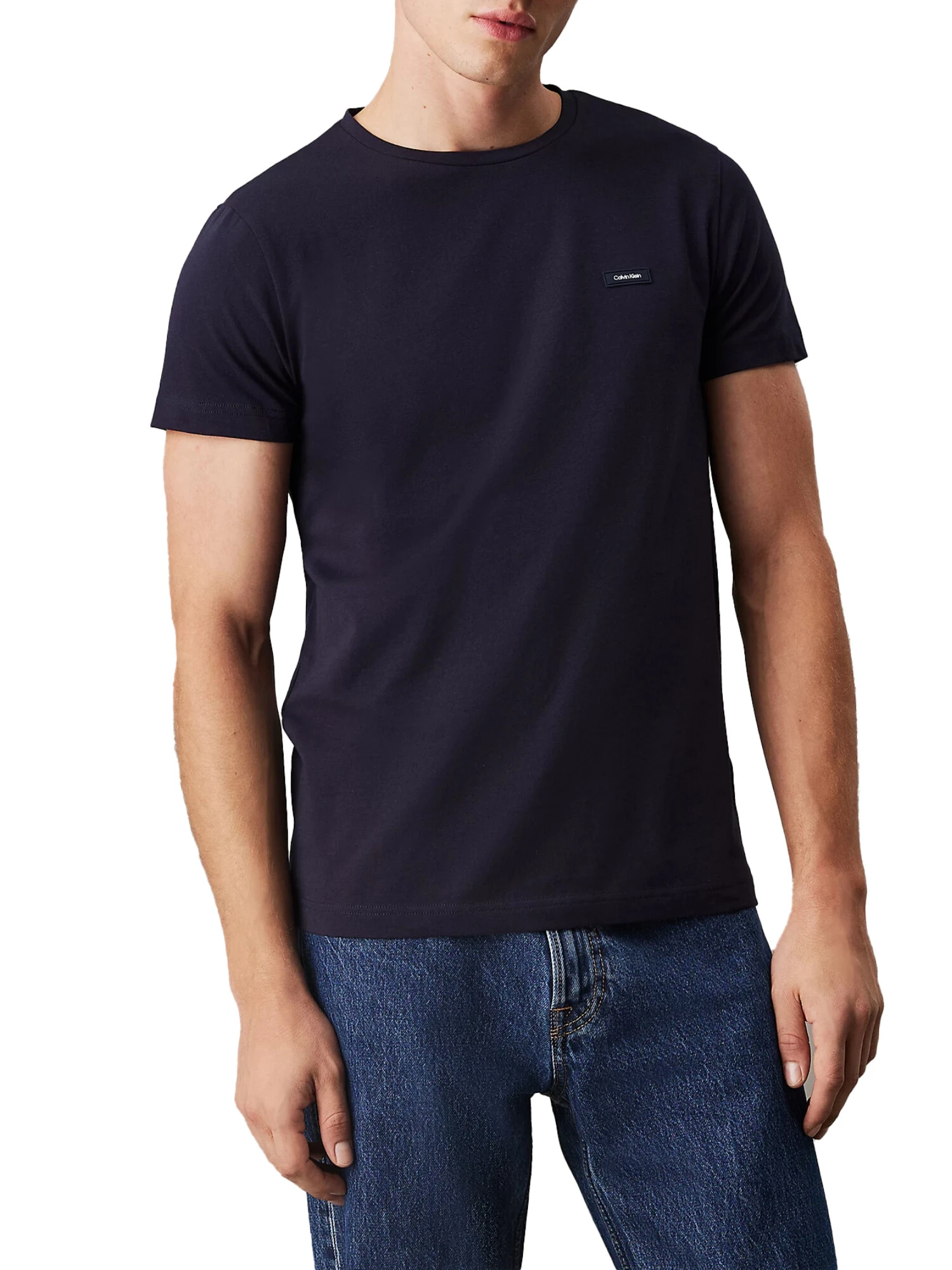 T-SHIRT A MANICHE CORTE CON LOGO SUL PETTO UOMO BLU