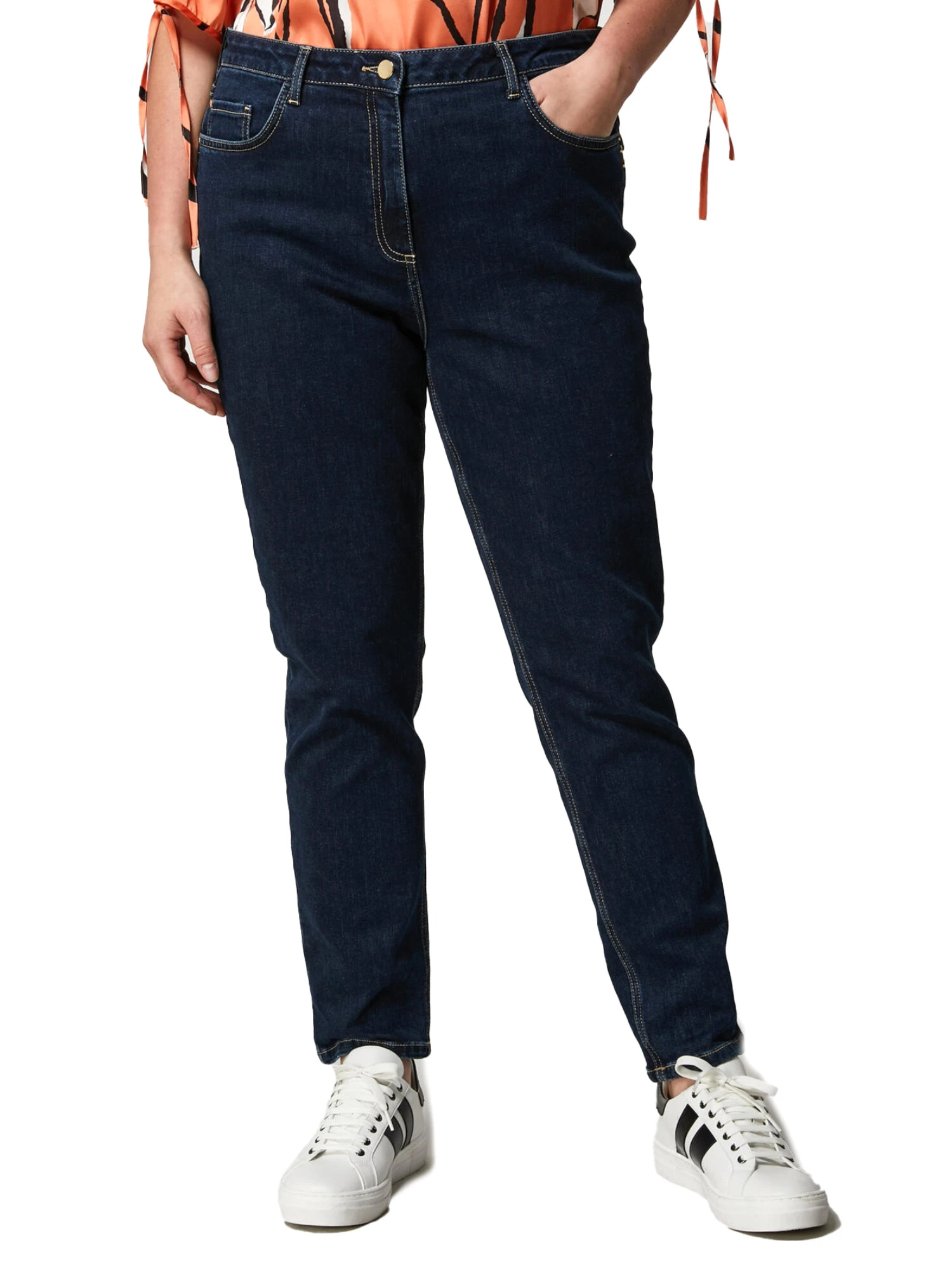 JEANS REGULAR IN DENIM DI COTONE DONNA BLU