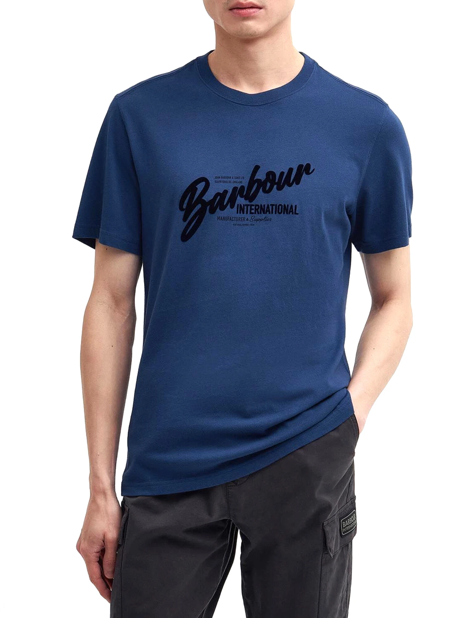 T-SHIRT MANICA CORTA CON STAMPA UOMO BLU