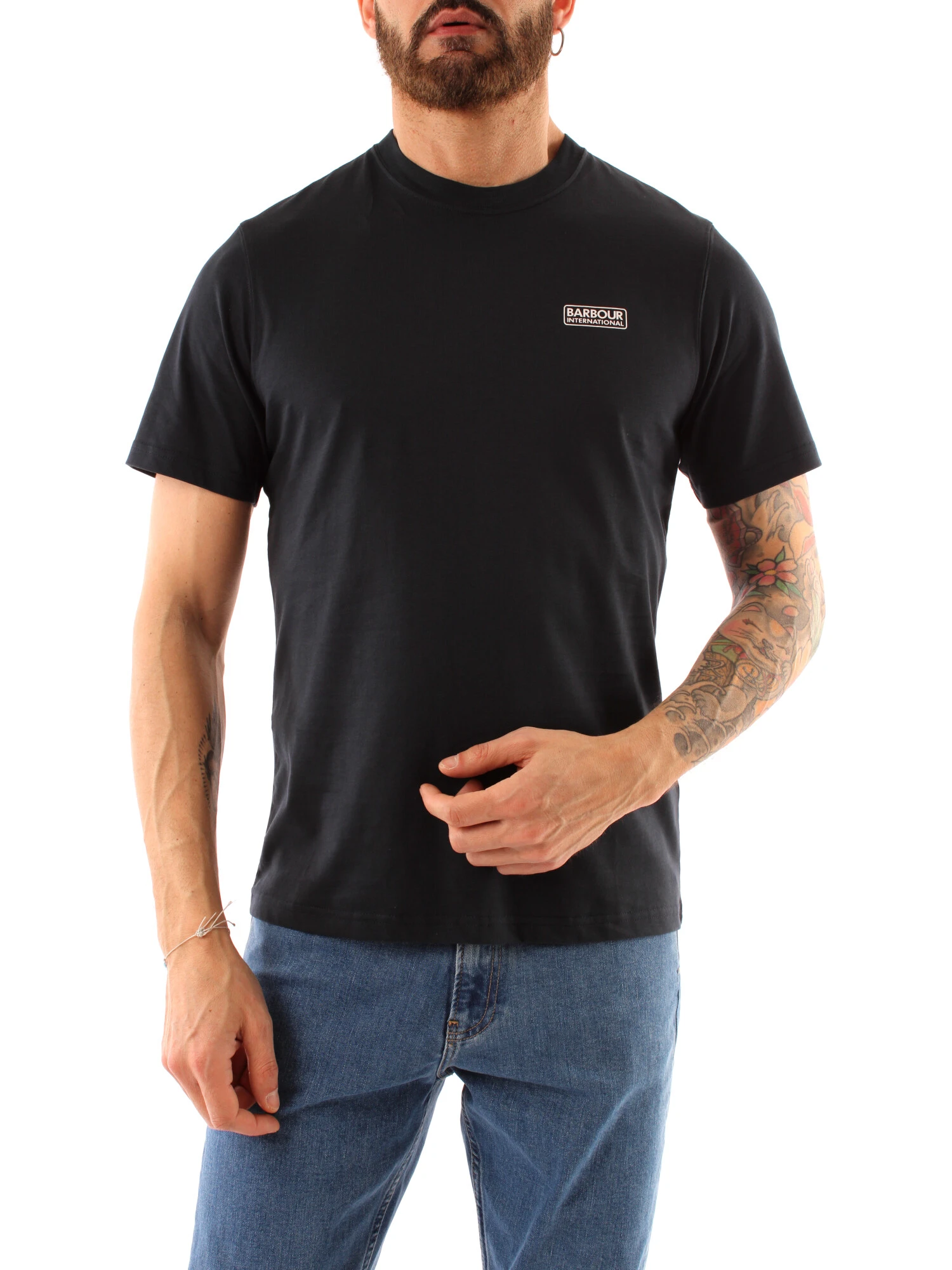 T-SHIRT MANICA CORTA CON LOGO IN COTONE UOMO BLU