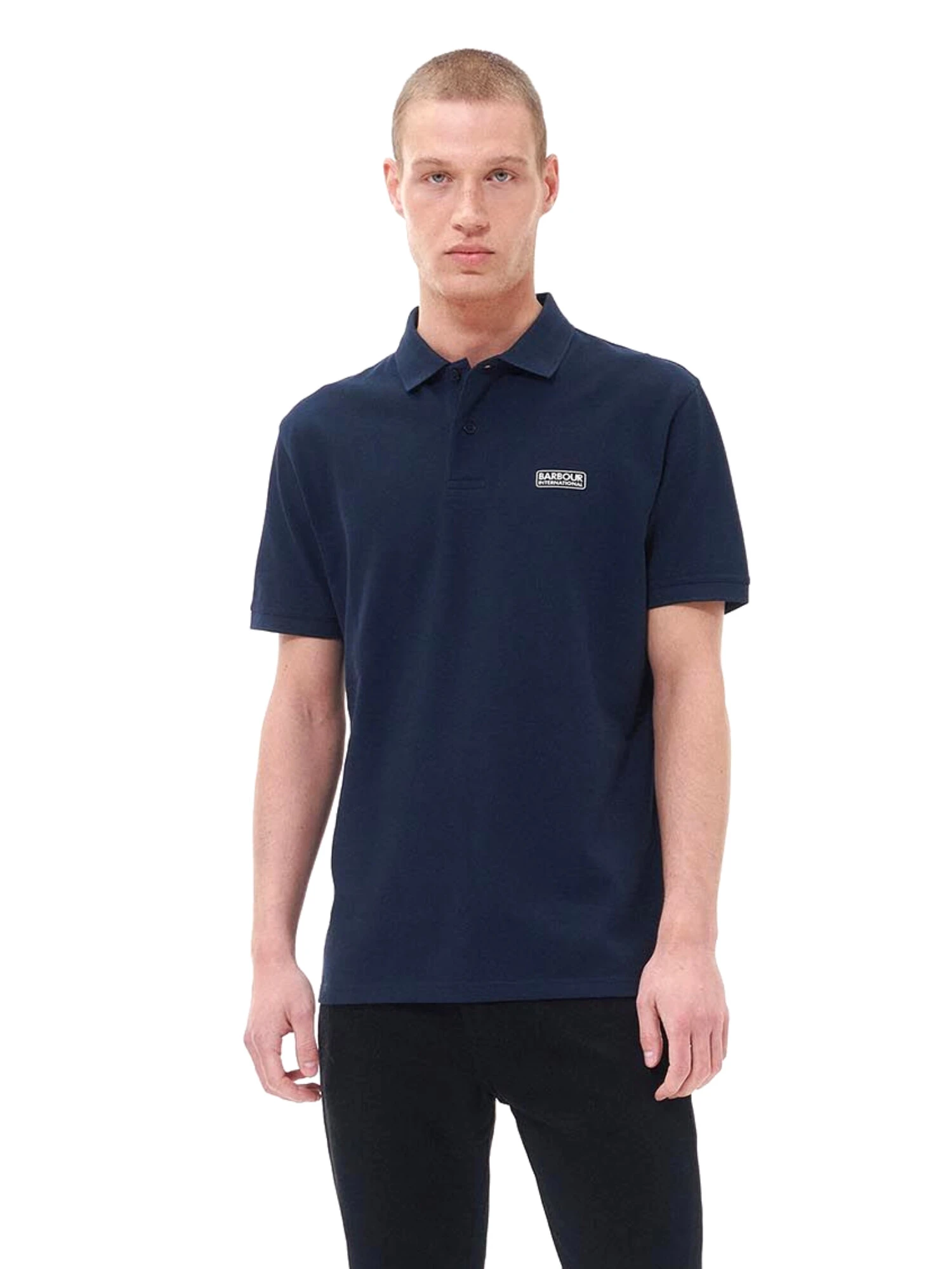 POLO MANICA CORTA IN PURO COTONE CON LOGO UOMO BLU