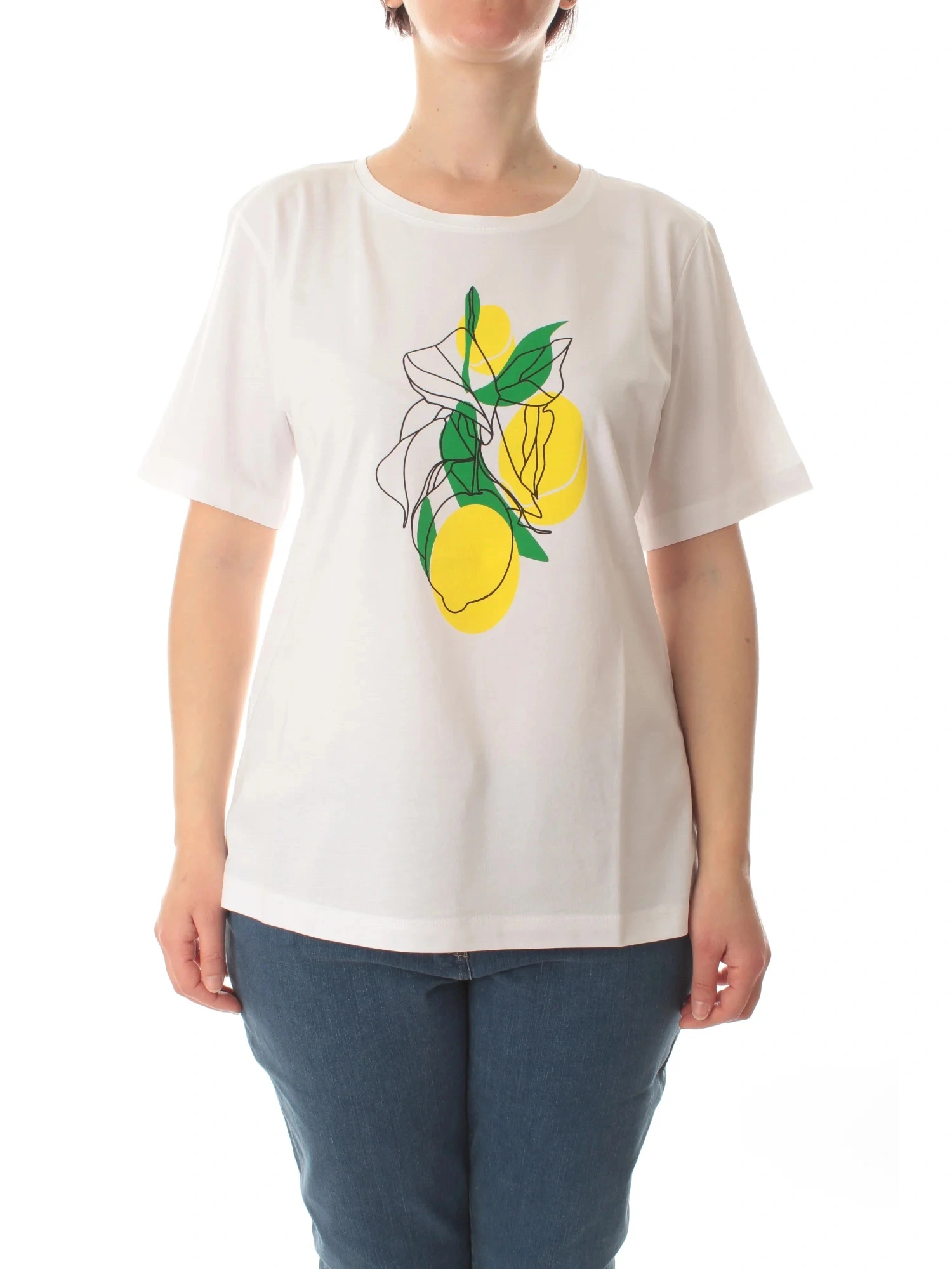 T-SHIRT MANICA CORTA IN PURO COTONE CON STAMPA DONNA BIANCO