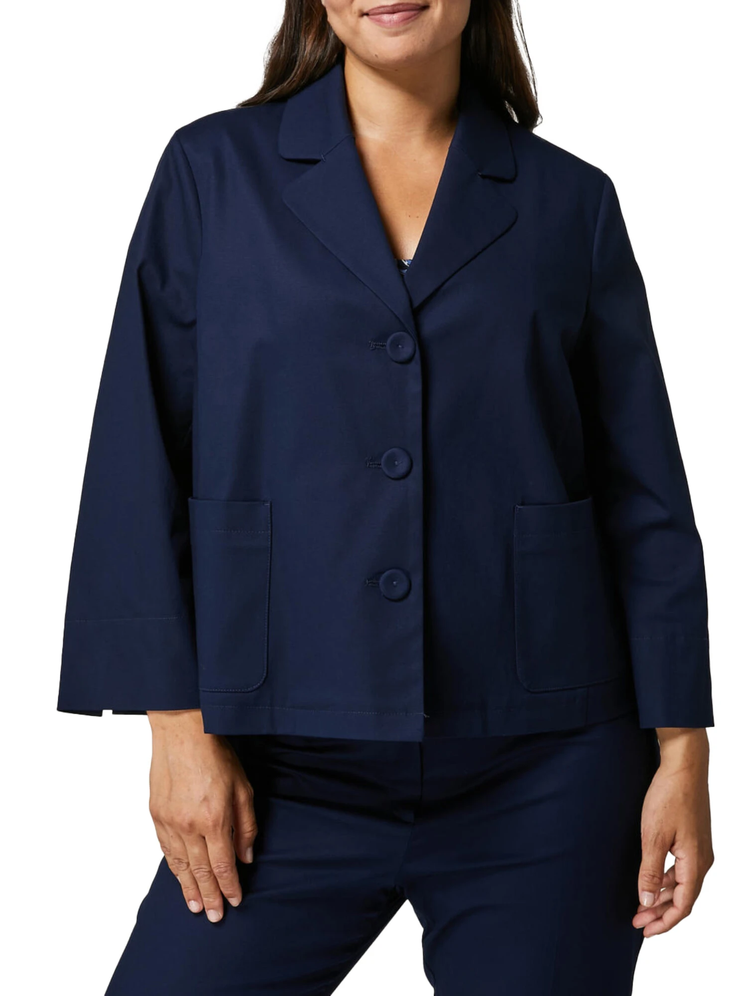 GIACCA CORTA IN GABARDINA DI COTONE DONNA BLU