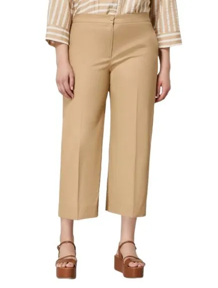 PANTALONI CROPPED IN GABARDINA DI COTONE DONNA BEIGE