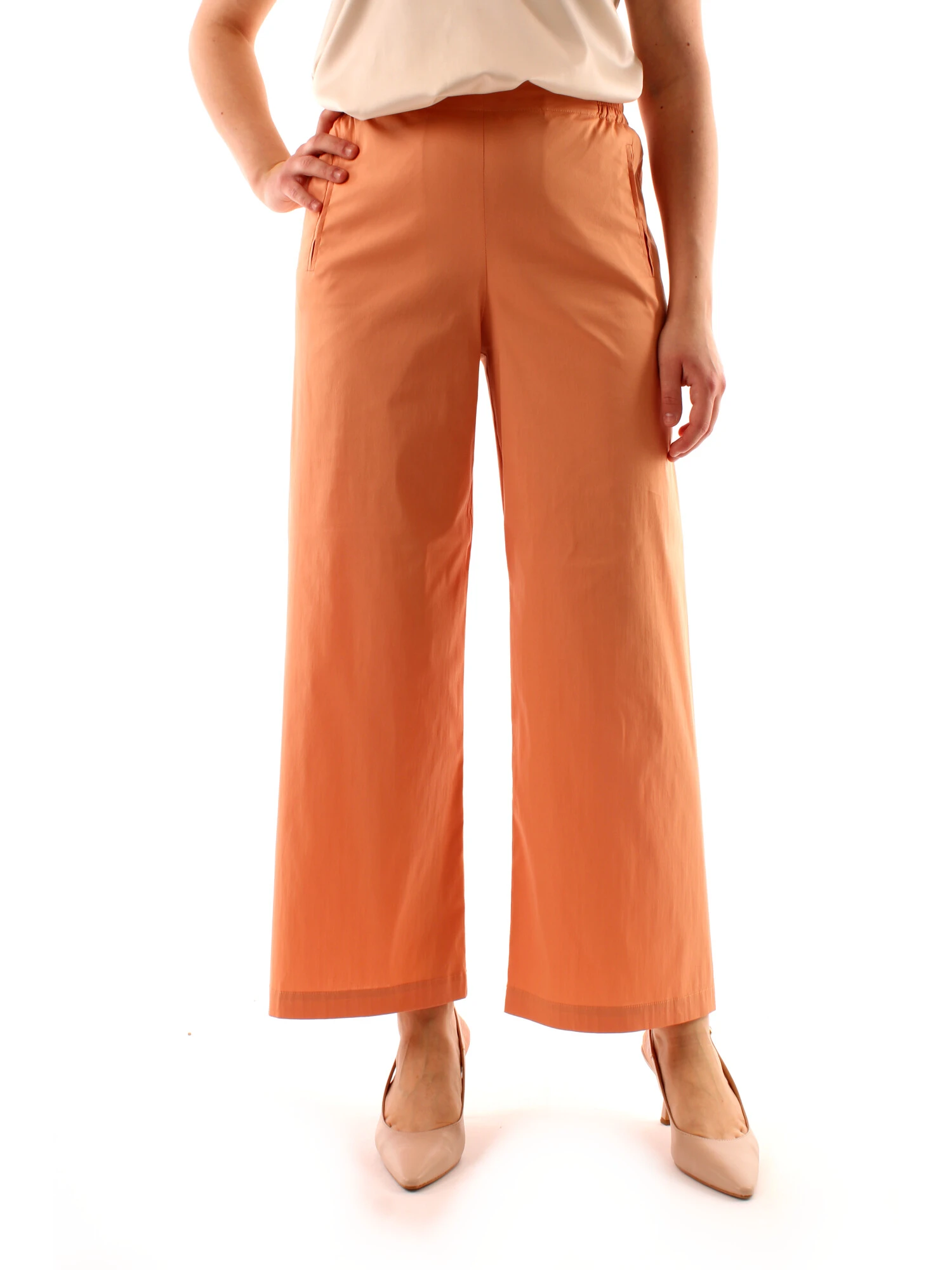 PANTALONI PALAZZO IN COTONE DONNA ARANCIO